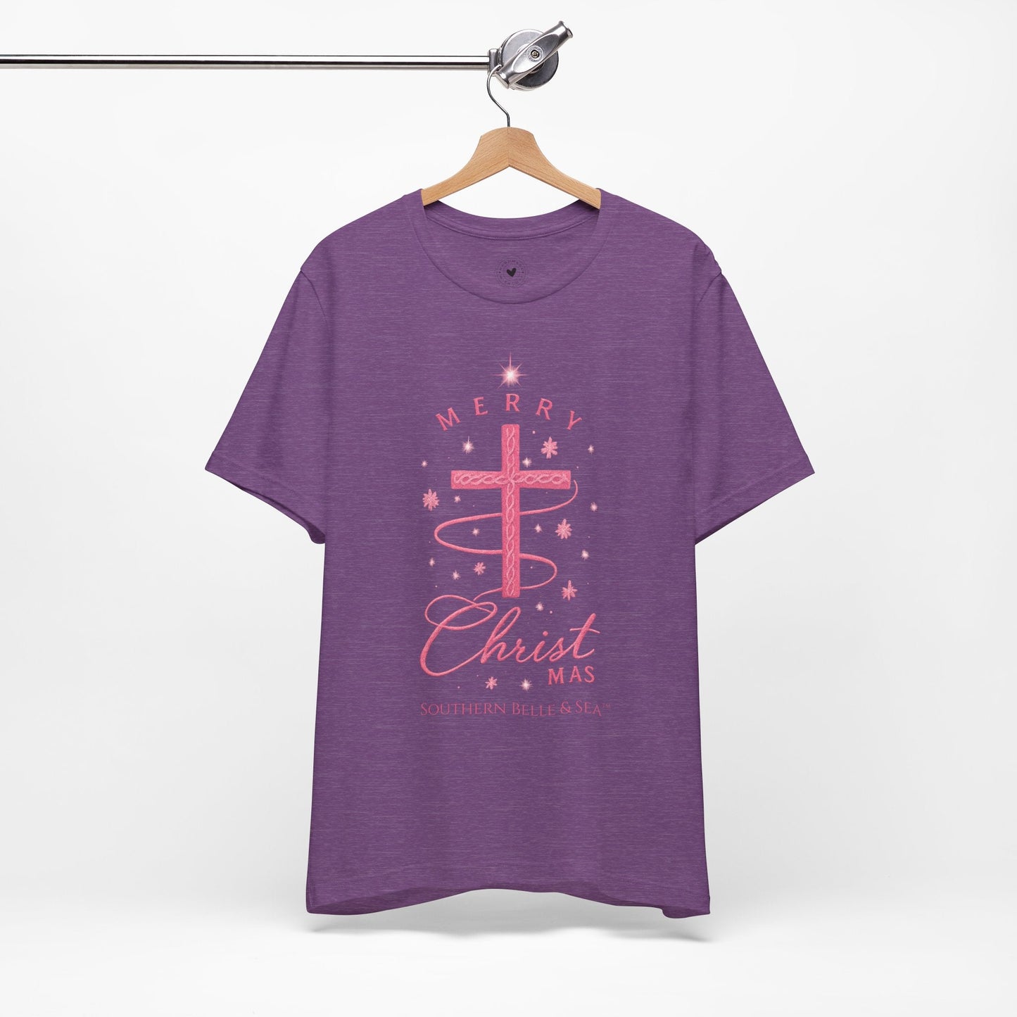 Merry Christ - mas Cross Tee (Pink Cross) — Merry Christ - mas™ Collection | Southern Belle & Sea™ - Southern Belle & Sea