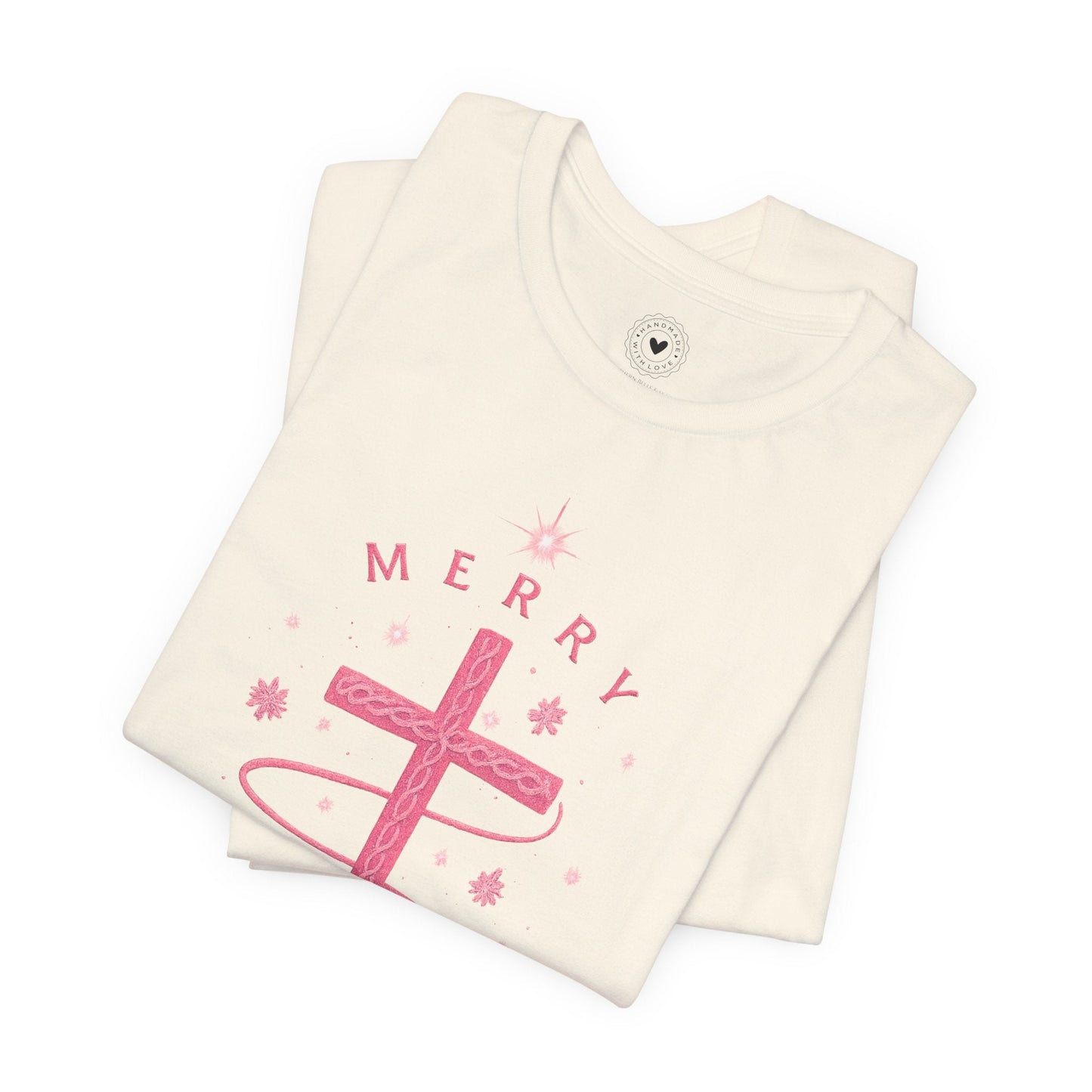 Merry Christ - mas Cross Tee (Pink Cross) — Merry Christ - mas™ Collection | Southern Belle & Sea™ - Southern Belle & Sea