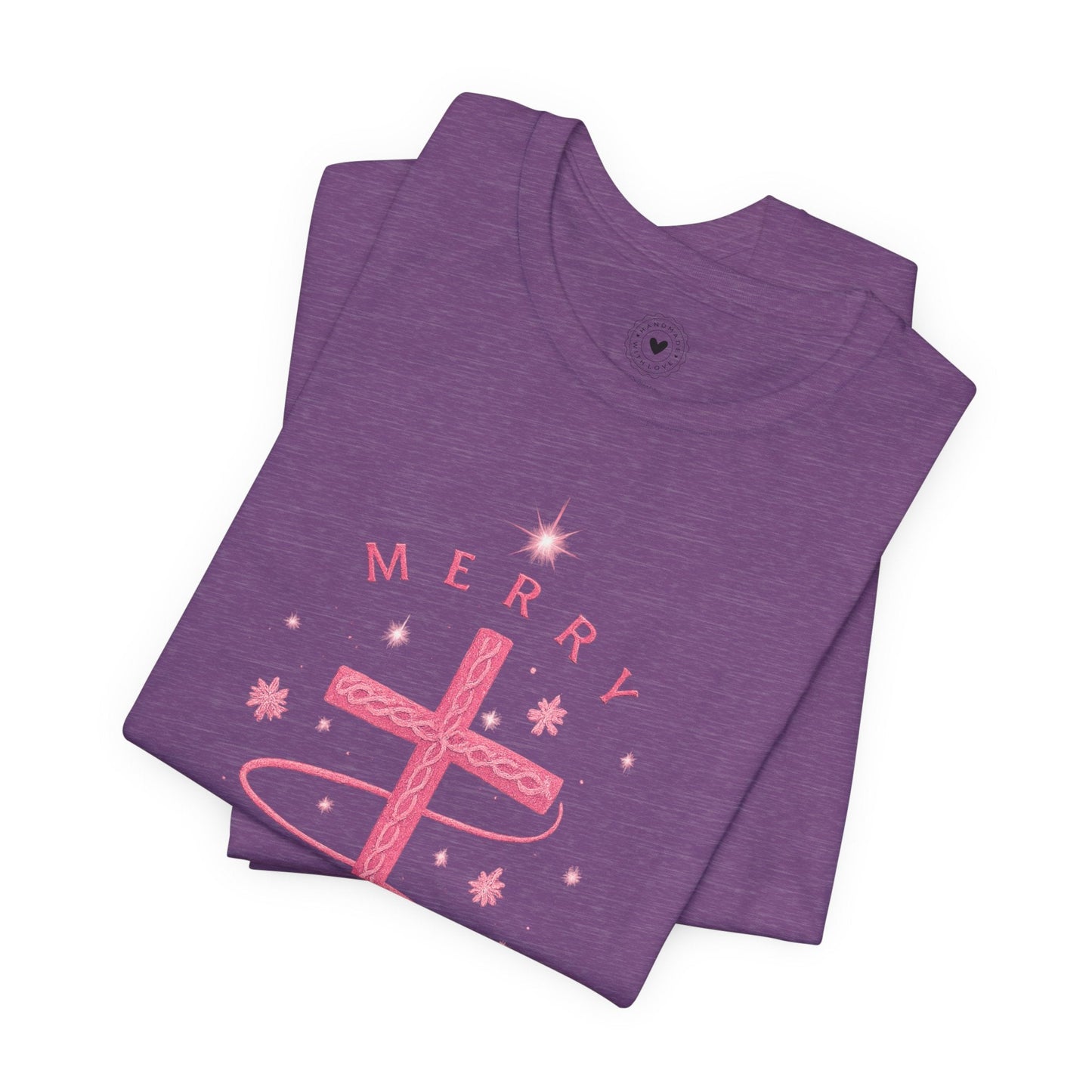 Merry Christ - mas Cross Tee (Pink Cross) — Merry Christ - mas™ Collection | Southern Belle & Sea™ - Southern Belle & Sea