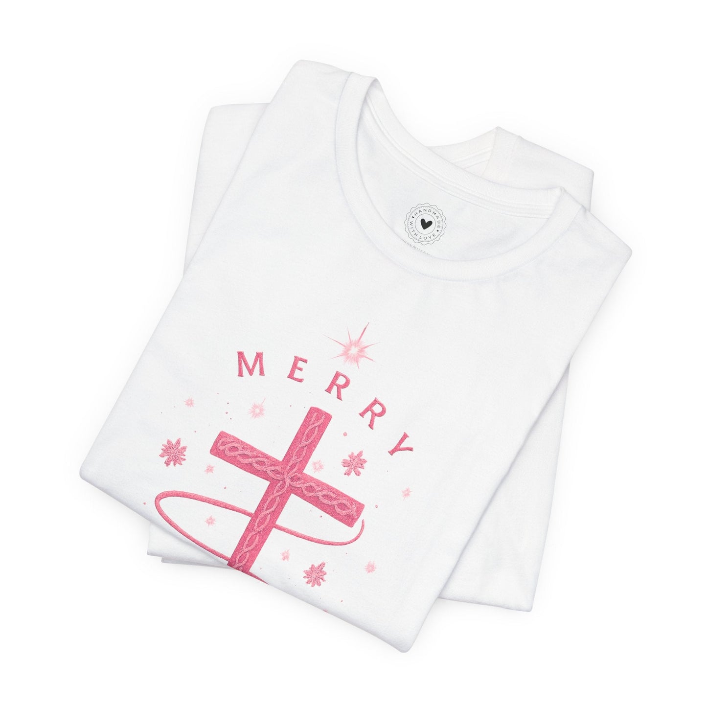 Merry Christ - mas Cross Tee (Pink Cross) — Merry Christ - mas™ Collection | Southern Belle & Sea™ - Southern Belle & Sea