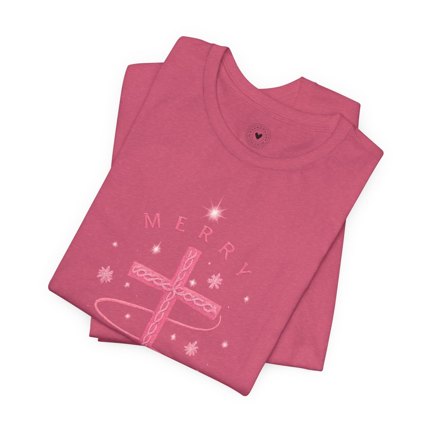 Merry Christ - mas Cross Tee (Pink Cross) — Merry Christ - mas™ Collection | Southern Belle & Sea™ - Southern Belle & Sea