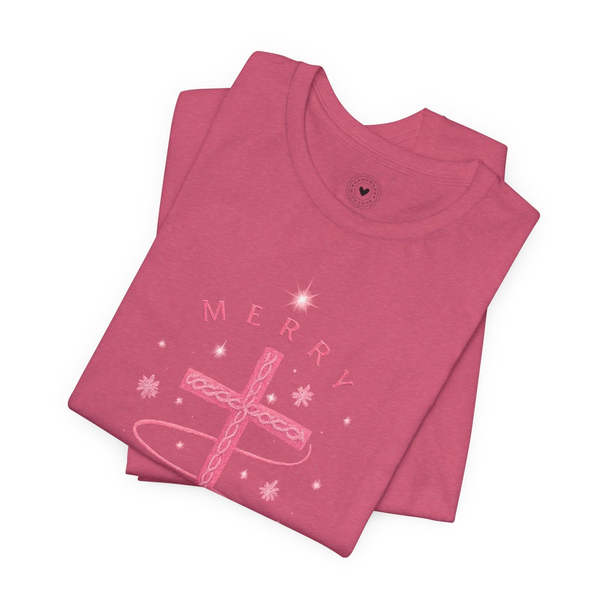 Merry Christ - mas Cross Tee (Pink Cross) — Merry Christ - mas™ Collection | Southern Belle & Sea™ - Southern Belle & Sea