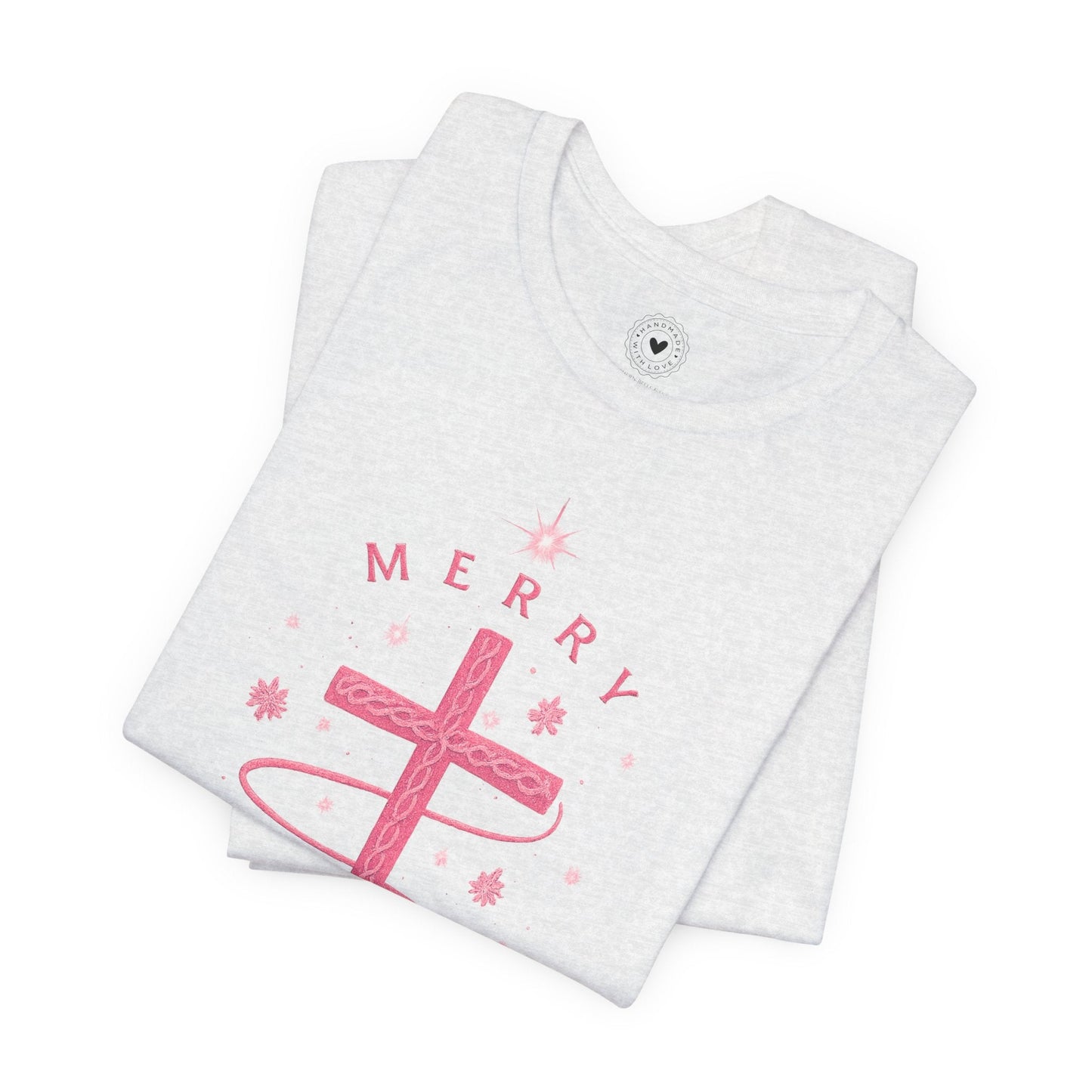Merry Christ - mas Cross Tee (Pink Cross) — Merry Christ - mas™ Collection | Southern Belle & Sea™ - Southern Belle & Sea