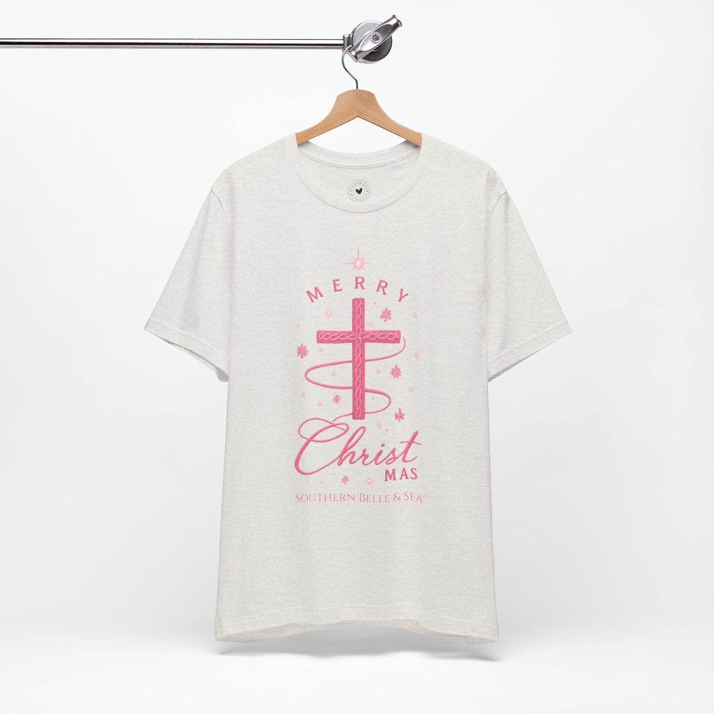 Merry Christ - mas Cross Tee (Pink Cross) — Merry Christ - mas™ Collection | Southern Belle & Sea™ - Southern Belle & Sea
