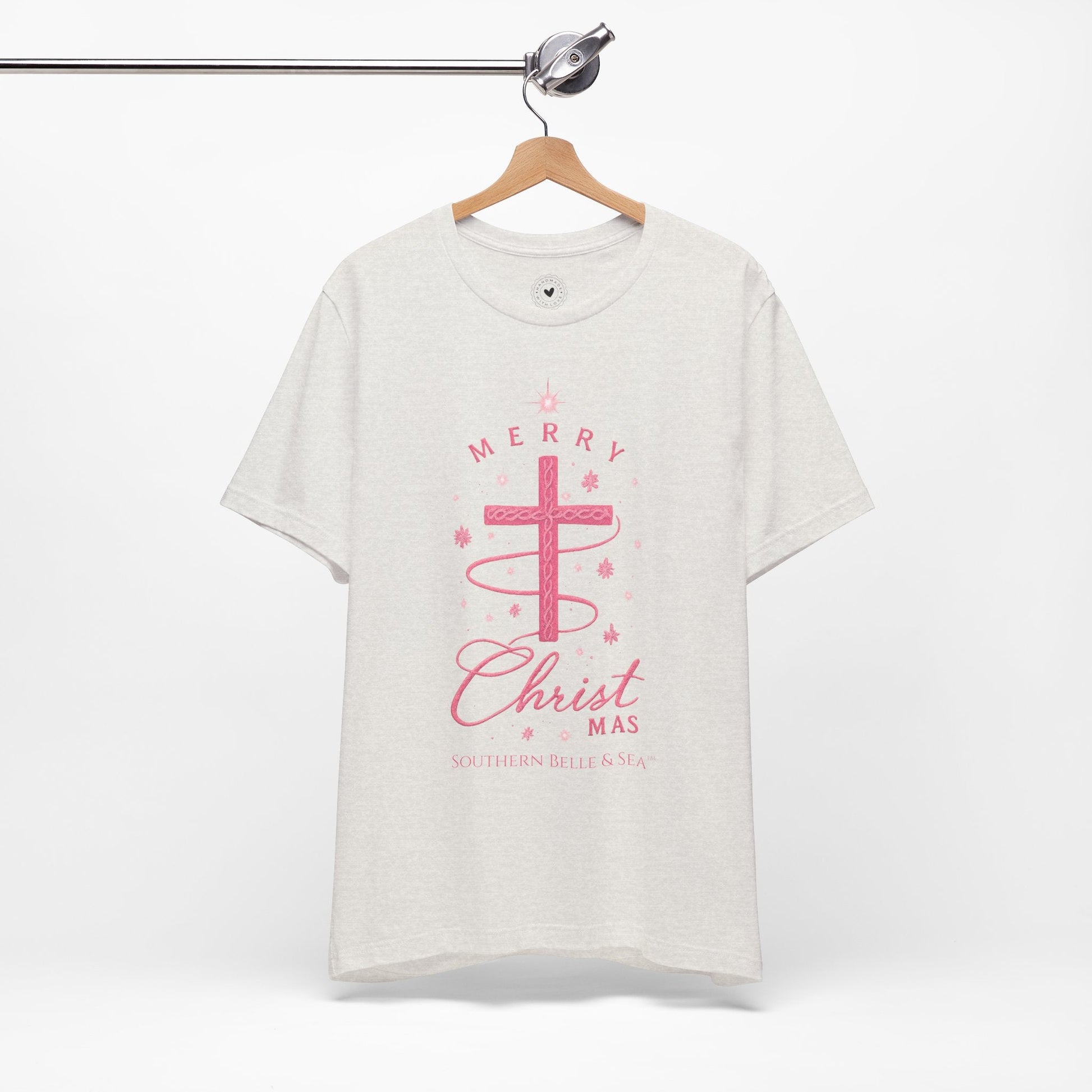 Merry Christ - mas Cross Tee (Pink Cross) — Merry Christ - mas™ Collection | Southern Belle & Sea™ - Southern Belle & Sea