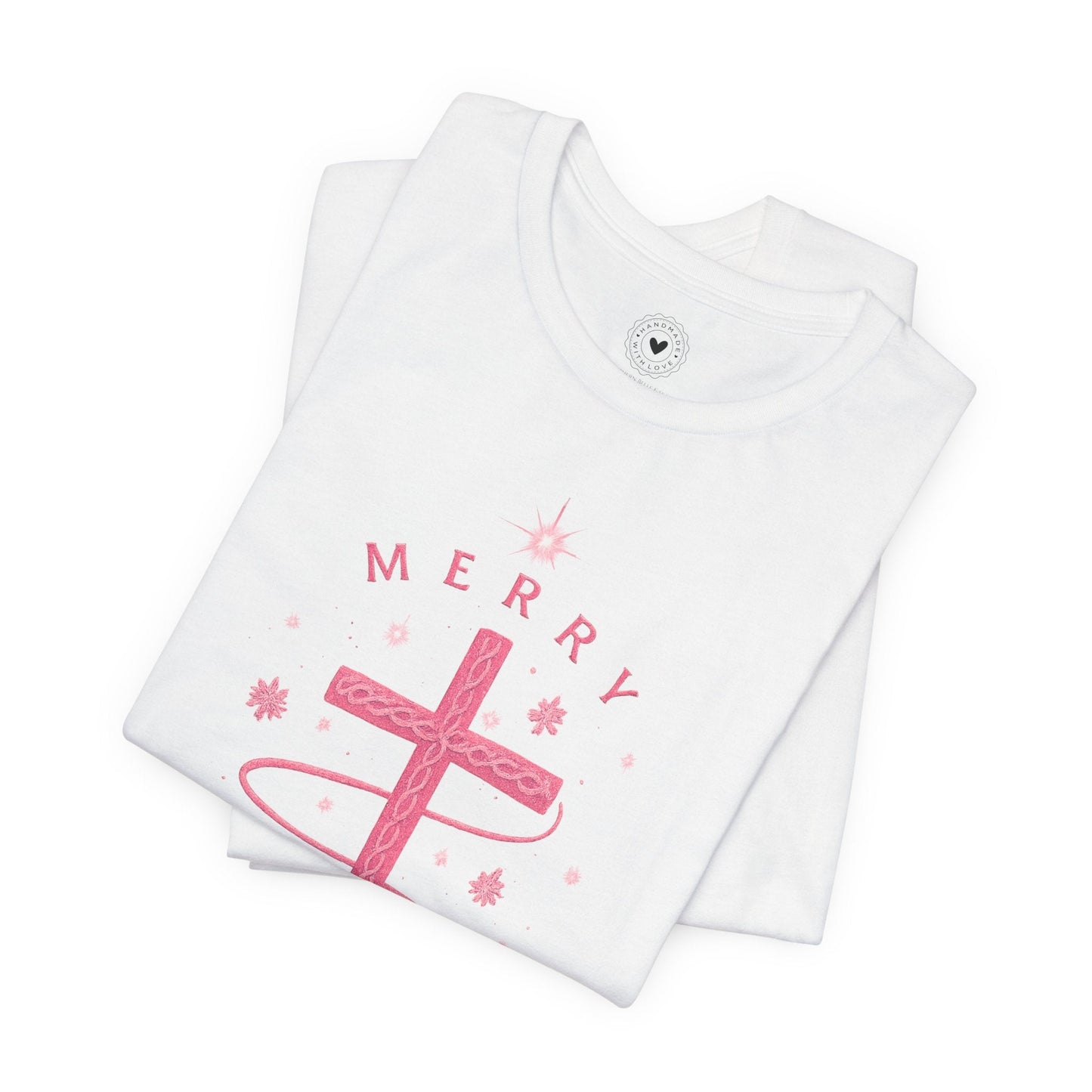 Merry Christ - mas Cross Tee (Pink Cross) — Merry Christ - mas™ Collection | Southern Belle & Sea™ - Southern Belle & Sea