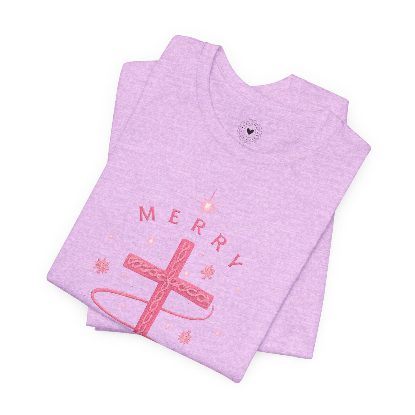 Merry Christ - mas Cross Tee (Pink Cross) — Merry Christ - mas™ Collection | Southern Belle & Sea™ - Southern Belle & Sea