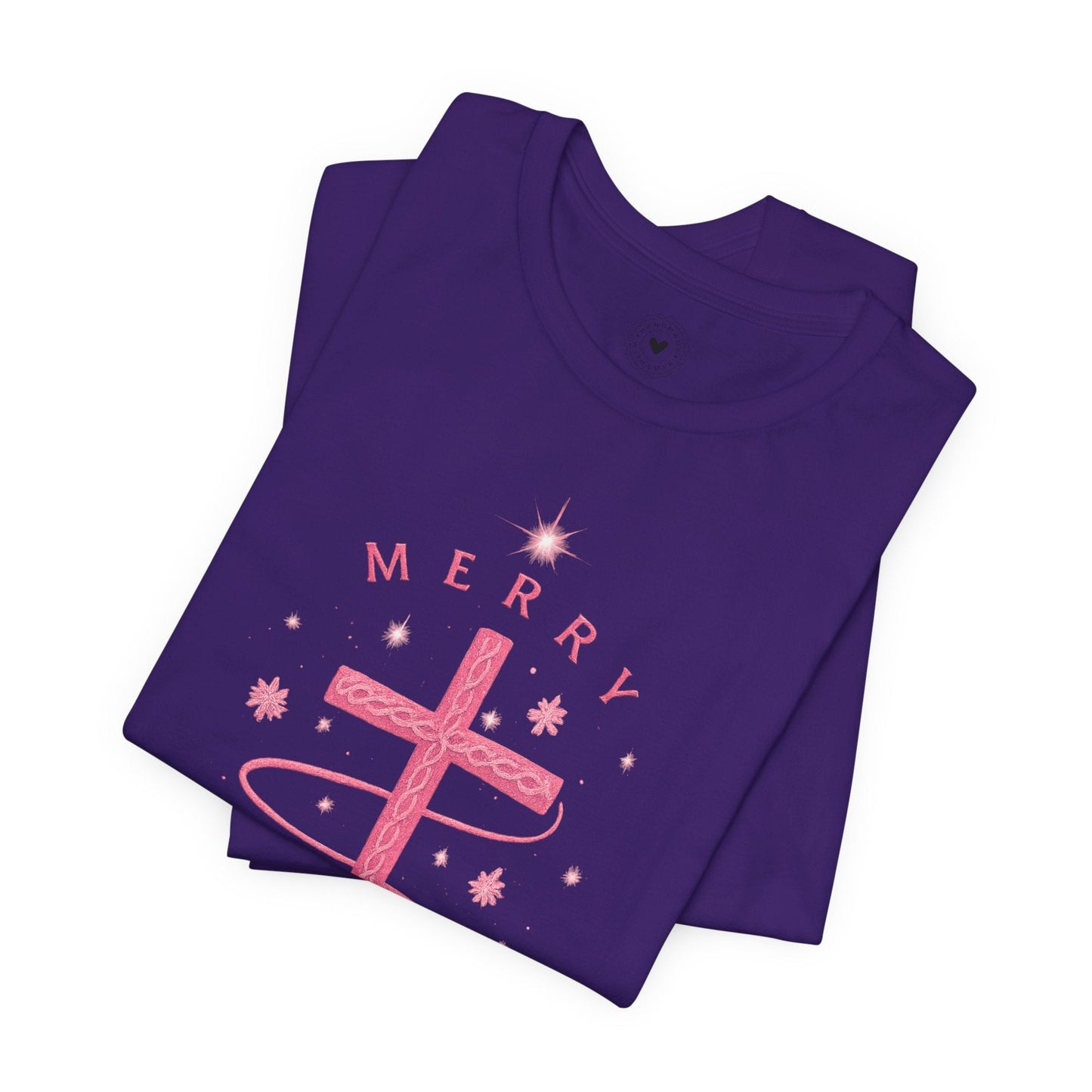 Merry Christ - mas Cross Tee (Pink Cross) — Merry Christ - mas™ Collection | Southern Belle & Sea™ - Southern Belle & Sea