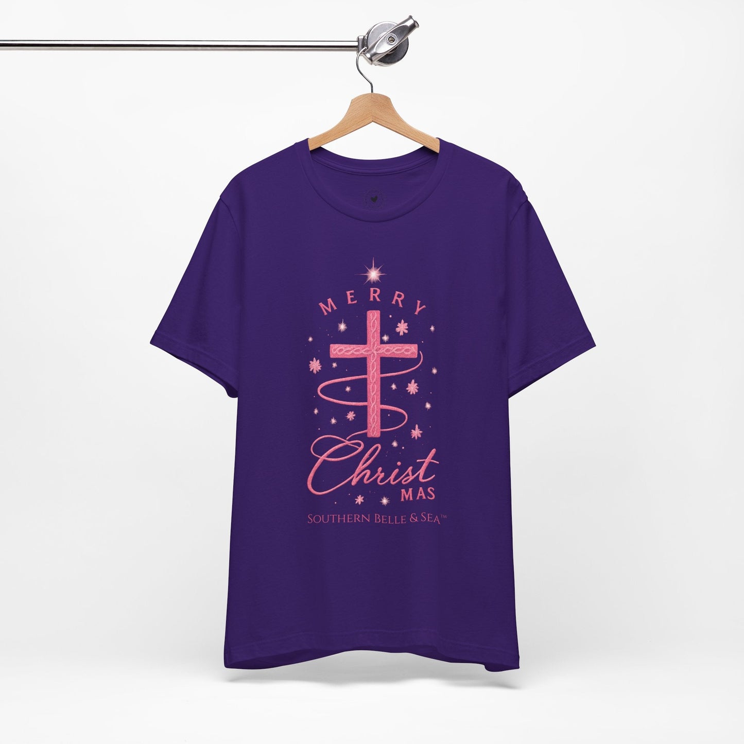 Merry Christ - mas Cross Tee (Pink Cross) — Merry Christ - mas™ Collection | Southern Belle & Sea™ - Southern Belle & Sea