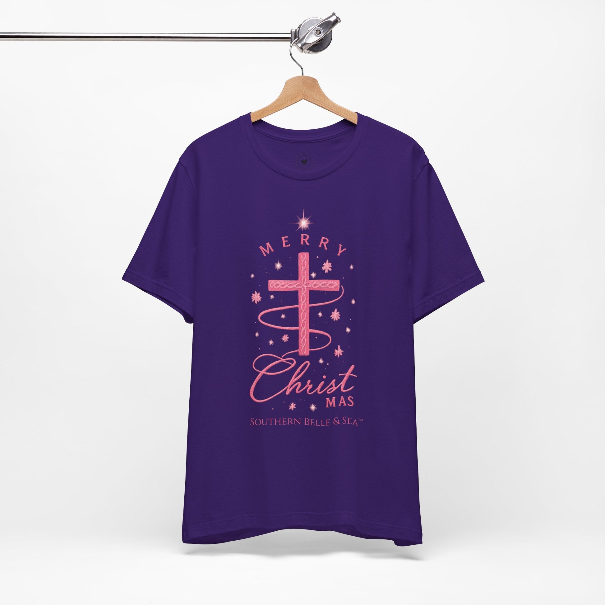 Merry Christ - mas Cross Tee (Pink Cross) — Merry Christ - mas™ Collection | Southern Belle & Sea™ - Southern Belle & Sea