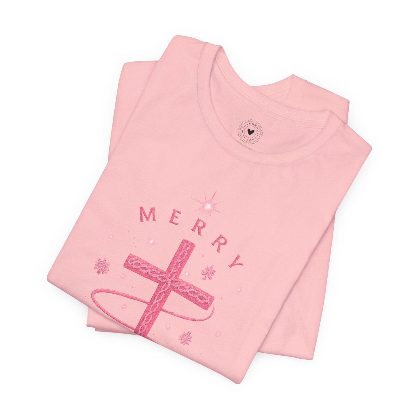 Merry Christ - mas Cross Tee (Pink Cross) — Merry Christ - mas™ Collection | Southern Belle & Sea™ - Southern Belle & Sea