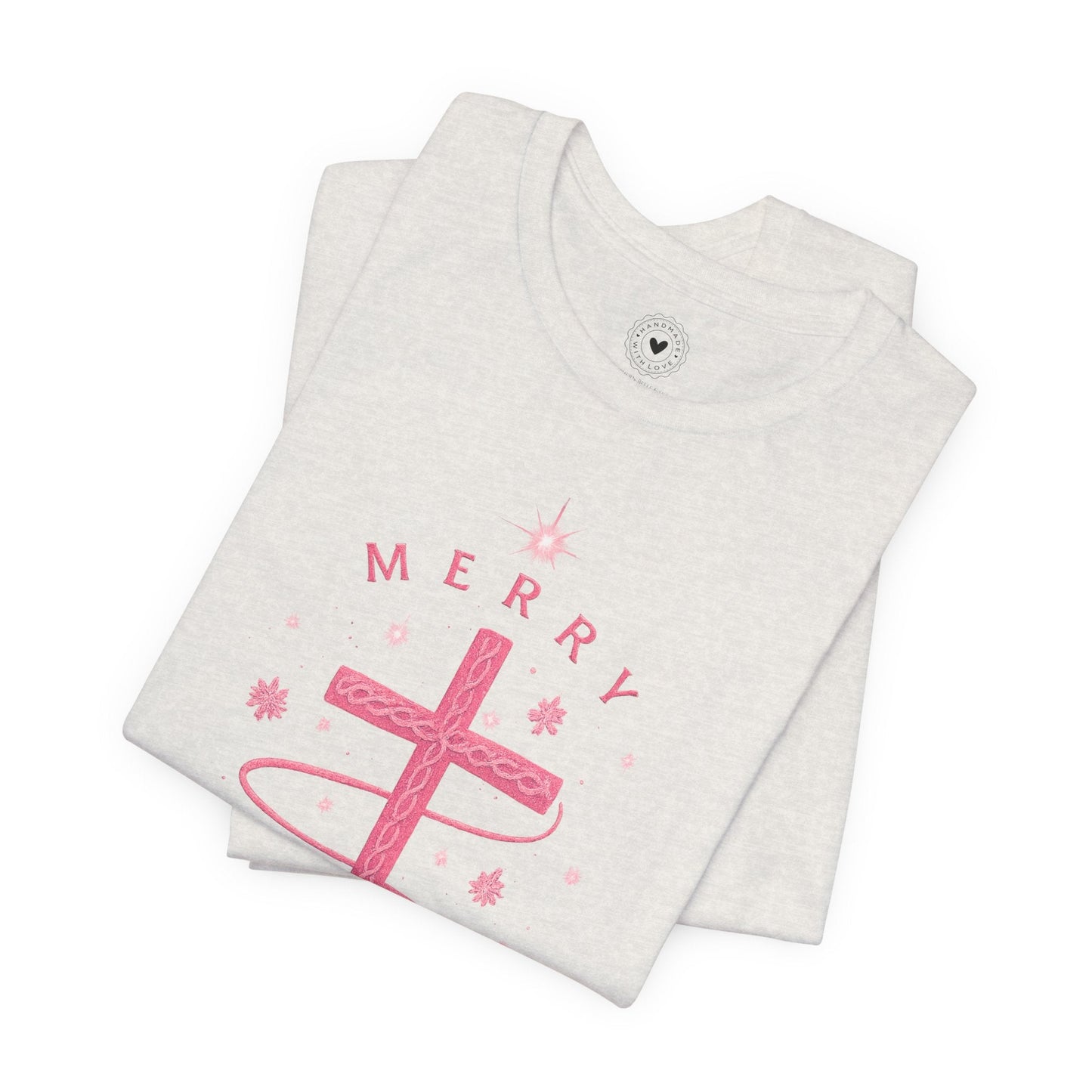 Merry Christ - mas Cross Tee (Pink Cross) — Merry Christ - mas™ Collection | Southern Belle & Sea™ - Southern Belle & Sea