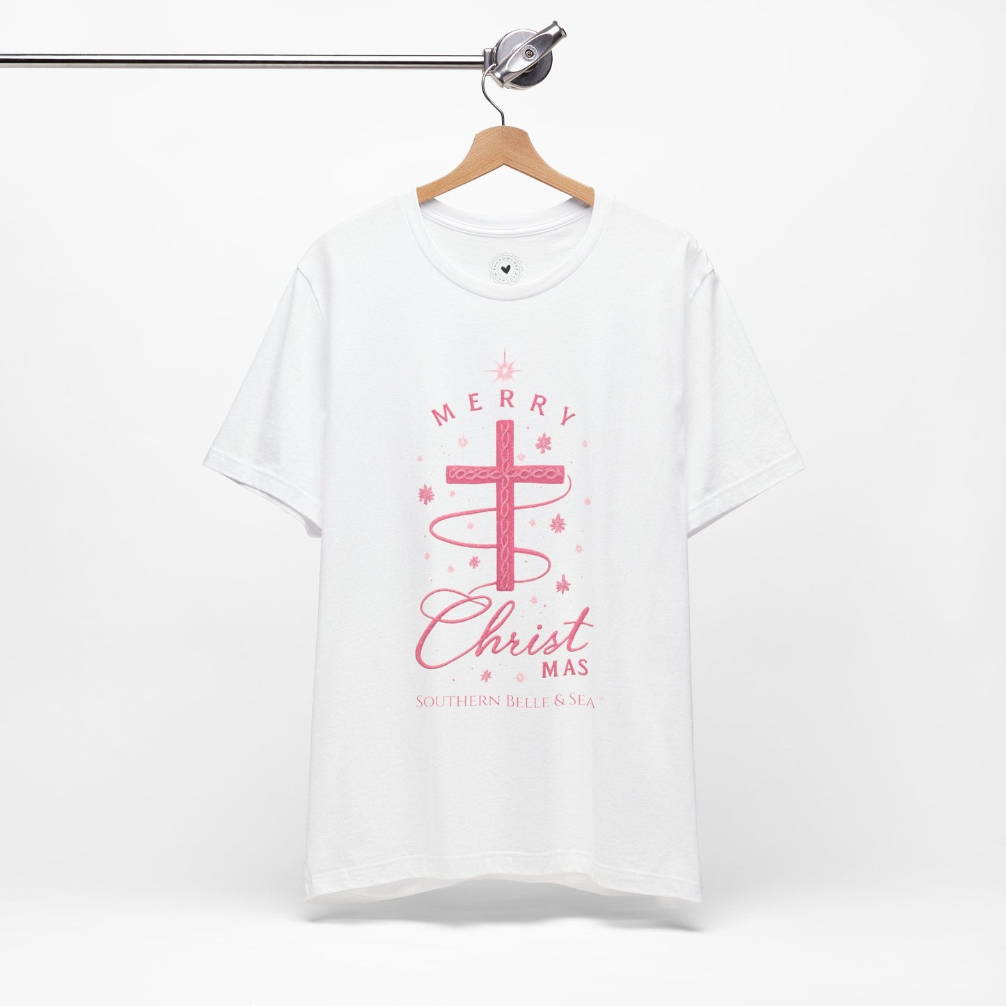 Merry Christ - mas Cross Tee (Pink Cross) — Merry Christ - mas™ Collection | Southern Belle & Sea™ - Southern Belle & Sea