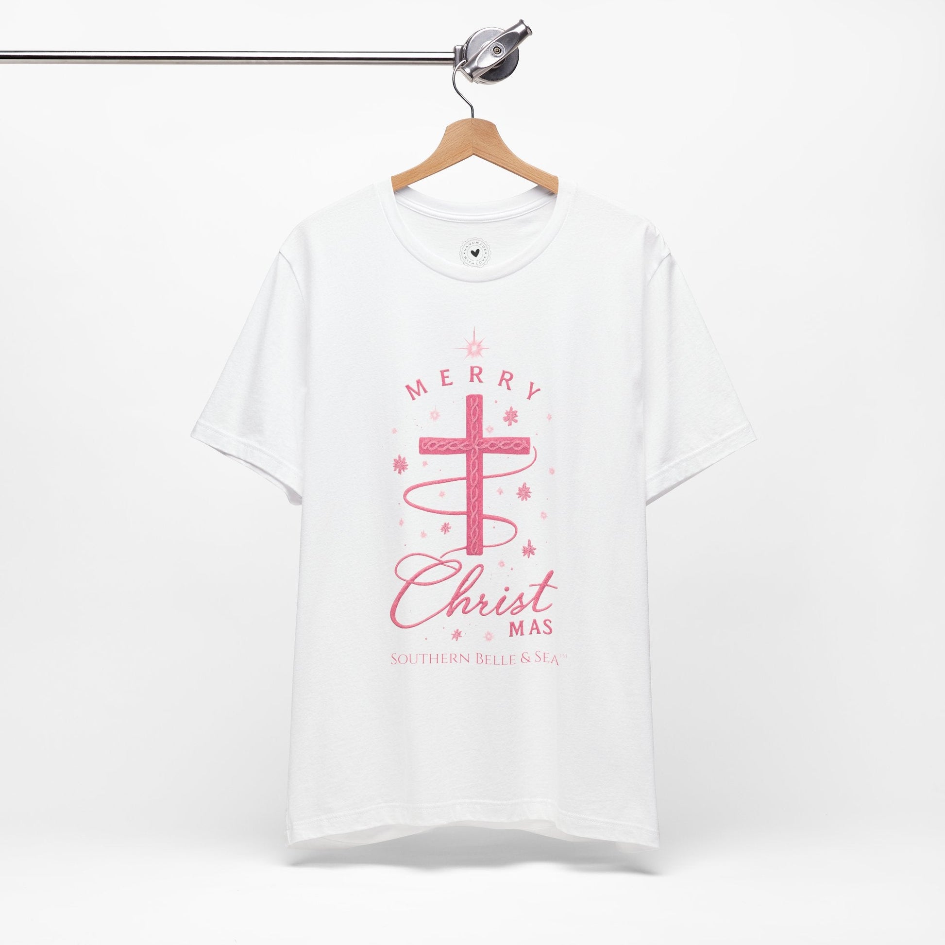 Merry Christ - mas Cross Tee (Pink Cross) — Merry Christ - mas™ Collection | Southern Belle & Sea™ - Southern Belle & Sea