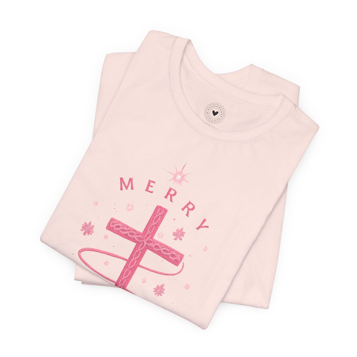 Merry Christ - mas Cross Tee (Pink Cross) — Merry Christ - mas™ Collection | Southern Belle & Sea™ - Southern Belle & Sea