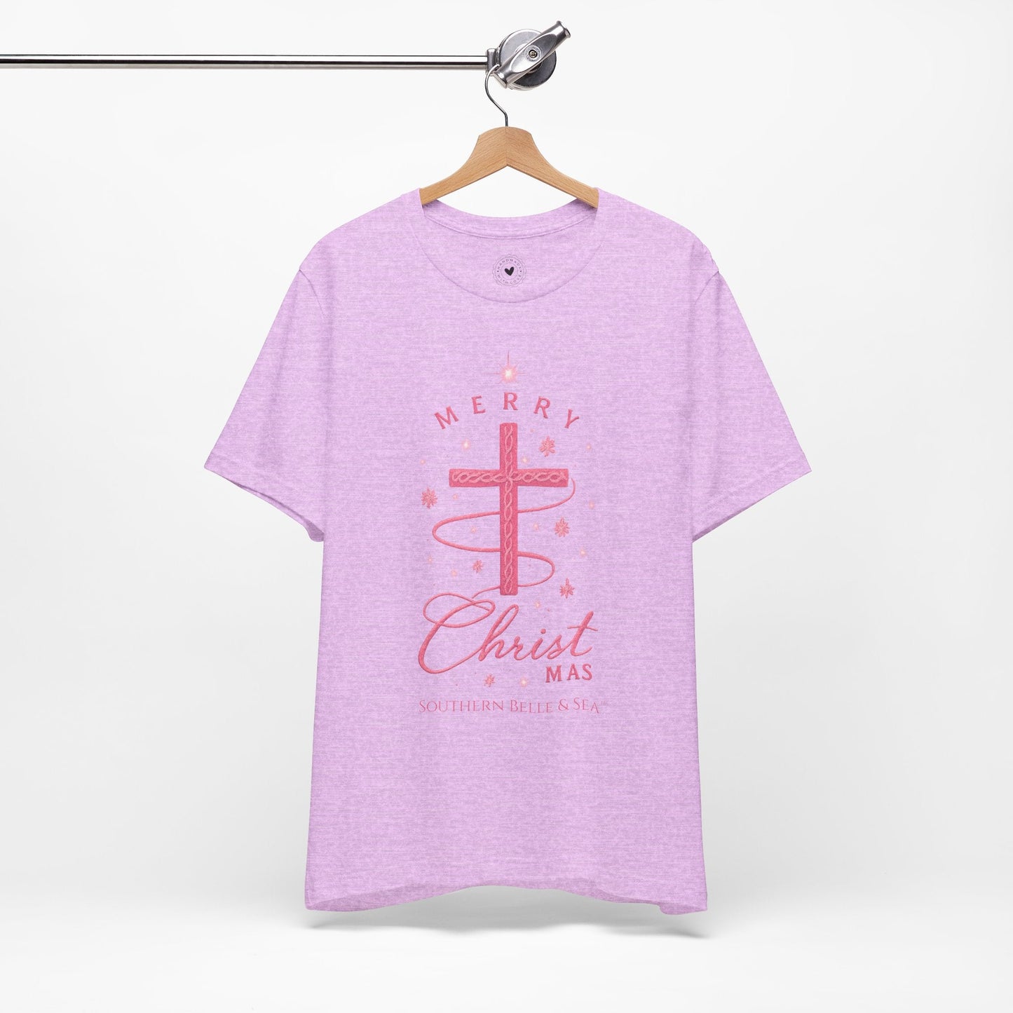 Merry Christ - mas Cross Tee (Pink Cross) — Merry Christ - mas™ Collection | Southern Belle & Sea™ - Southern Belle & Sea