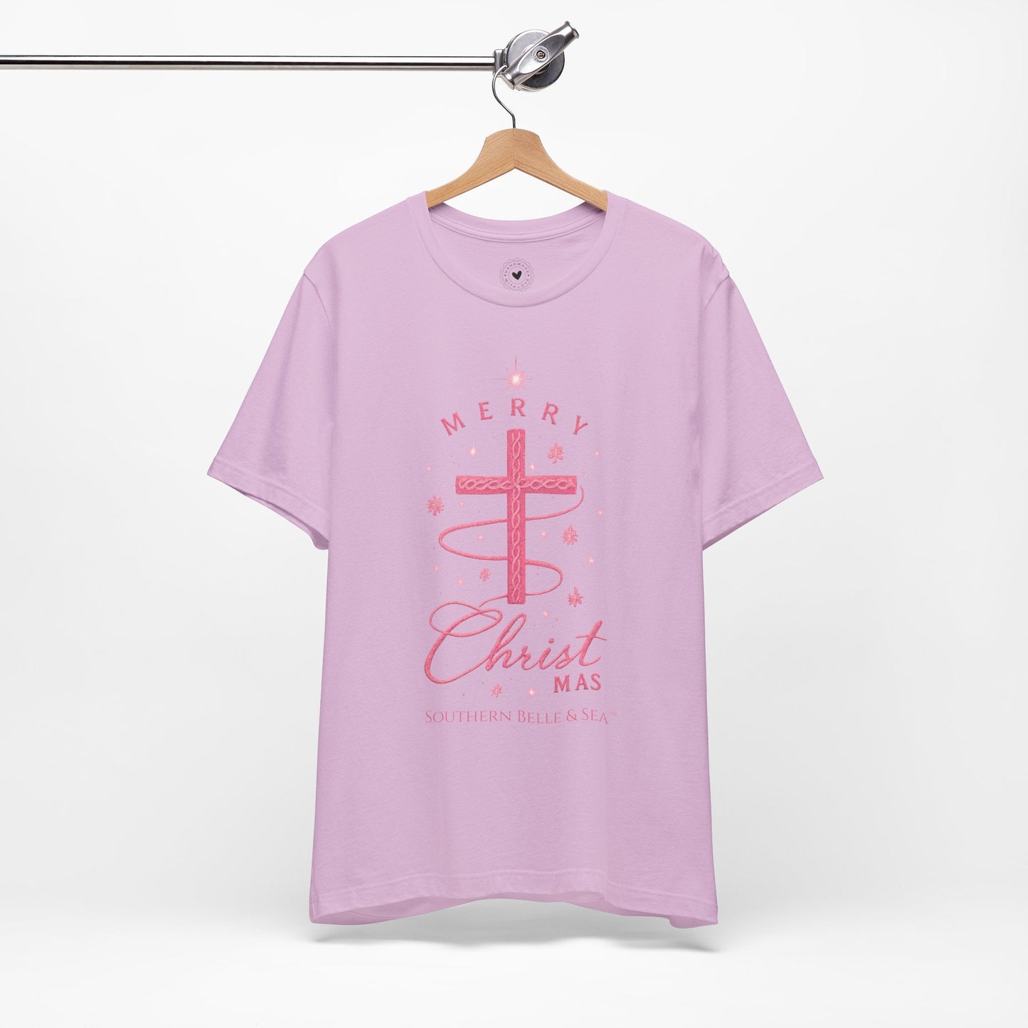 Merry Christ - mas Cross Tee (Pink Cross) — Merry Christ - mas™ Collection | Southern Belle & Sea™ - Southern Belle & Sea