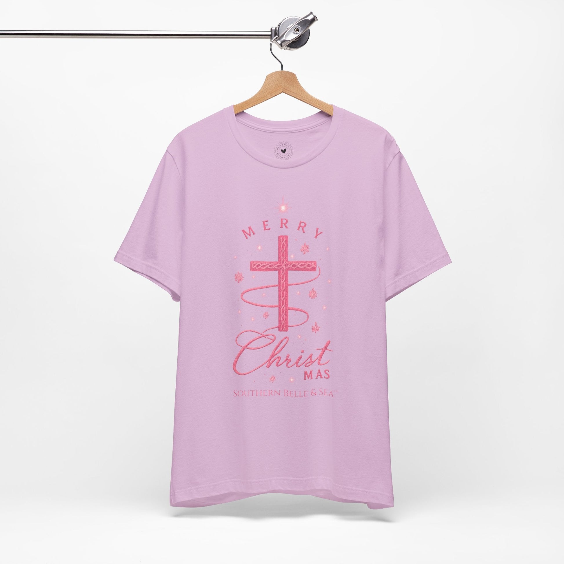 Merry Christ - mas Cross Tee (Pink Cross) — Merry Christ - mas™ Collection | Southern Belle & Sea™ - Southern Belle & Sea