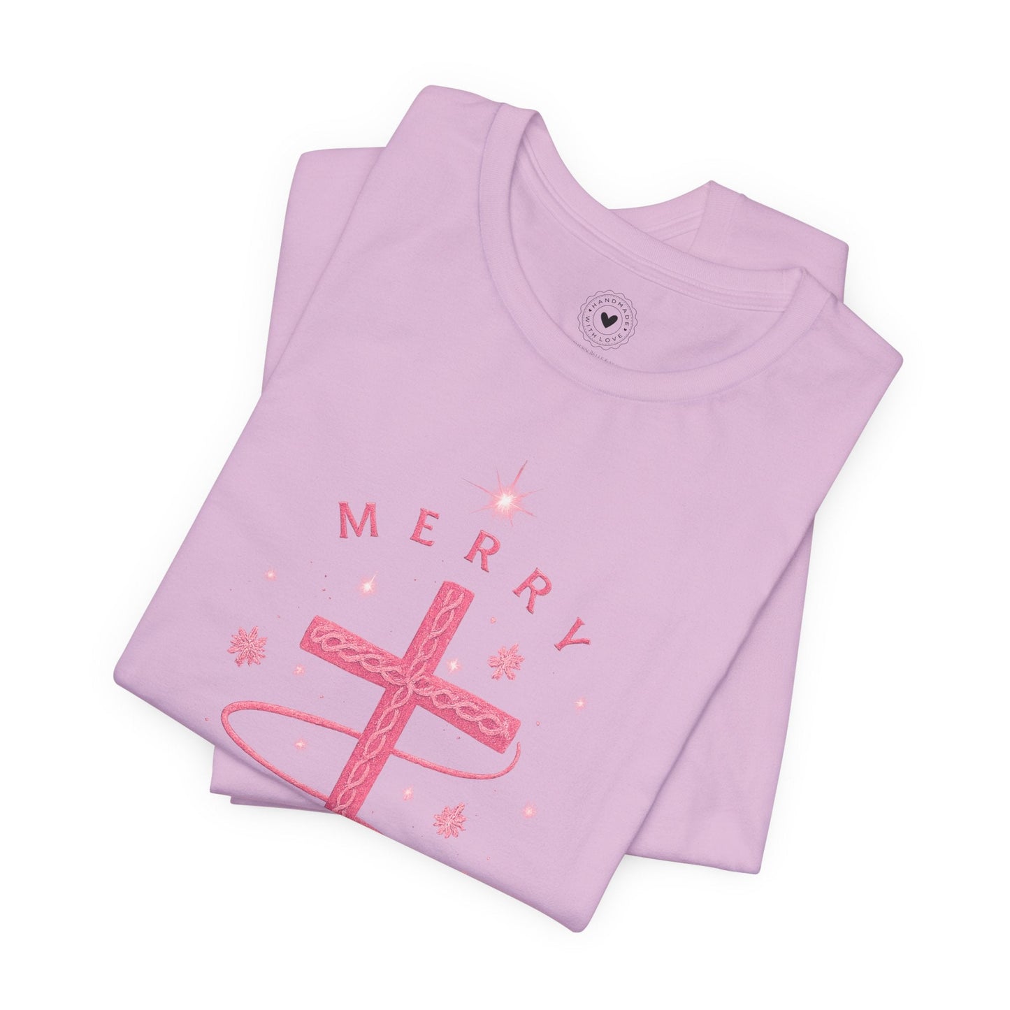Merry Christ - mas Cross Tee (Pink Cross) — Merry Christ - mas™ Collection | Southern Belle & Sea™ - Southern Belle & Sea