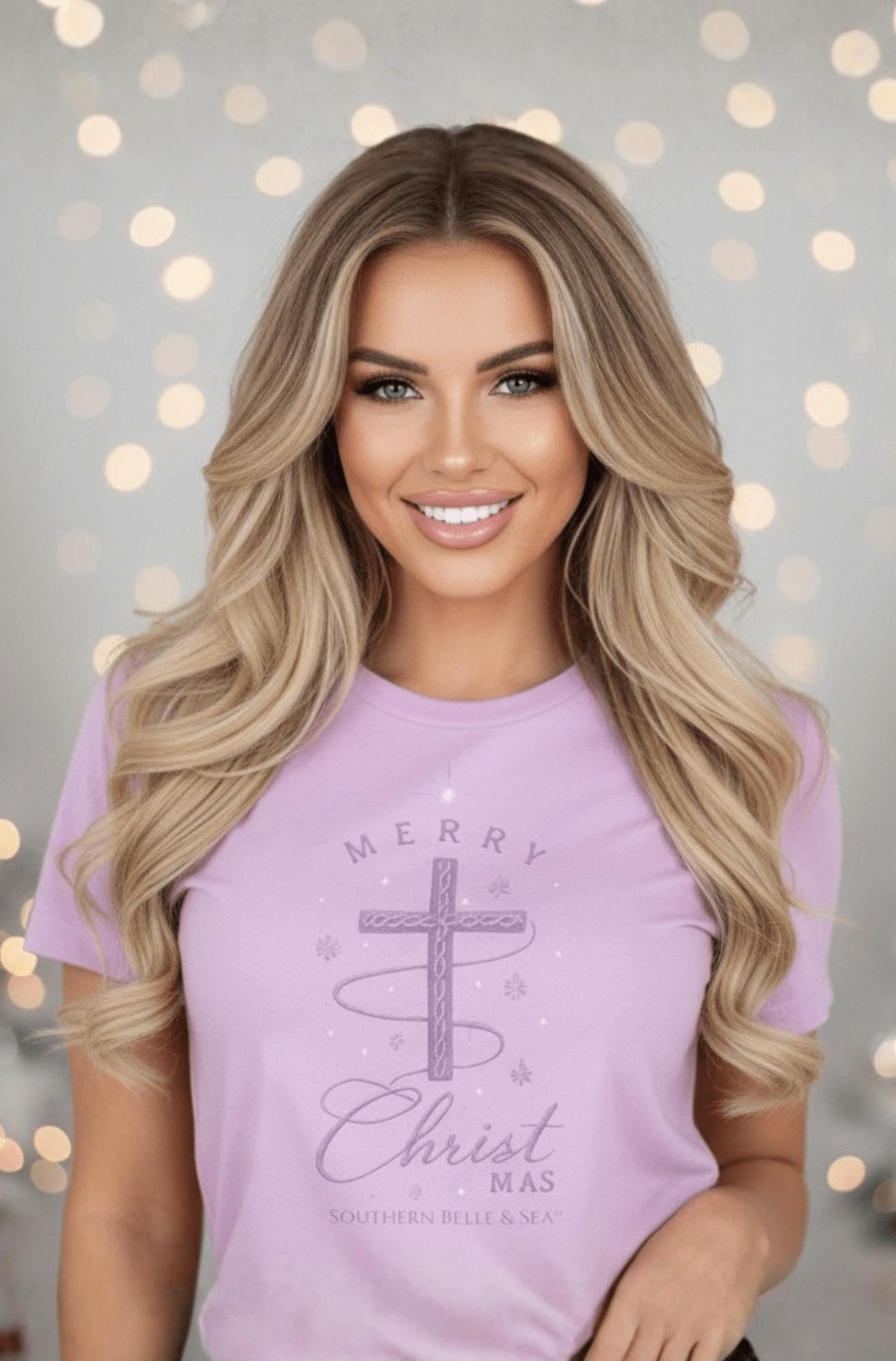 Merry Christ - mas Cross Tee (Purple Cross) — Merry Christ - mas Collection | Southern Belle & Sea™ - Southern Belle & Sea