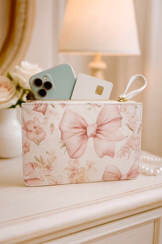 Mini Clutch Bag — Pink Bows Elegance | Southern Belle & Sea™ - Southern Belle & Sea