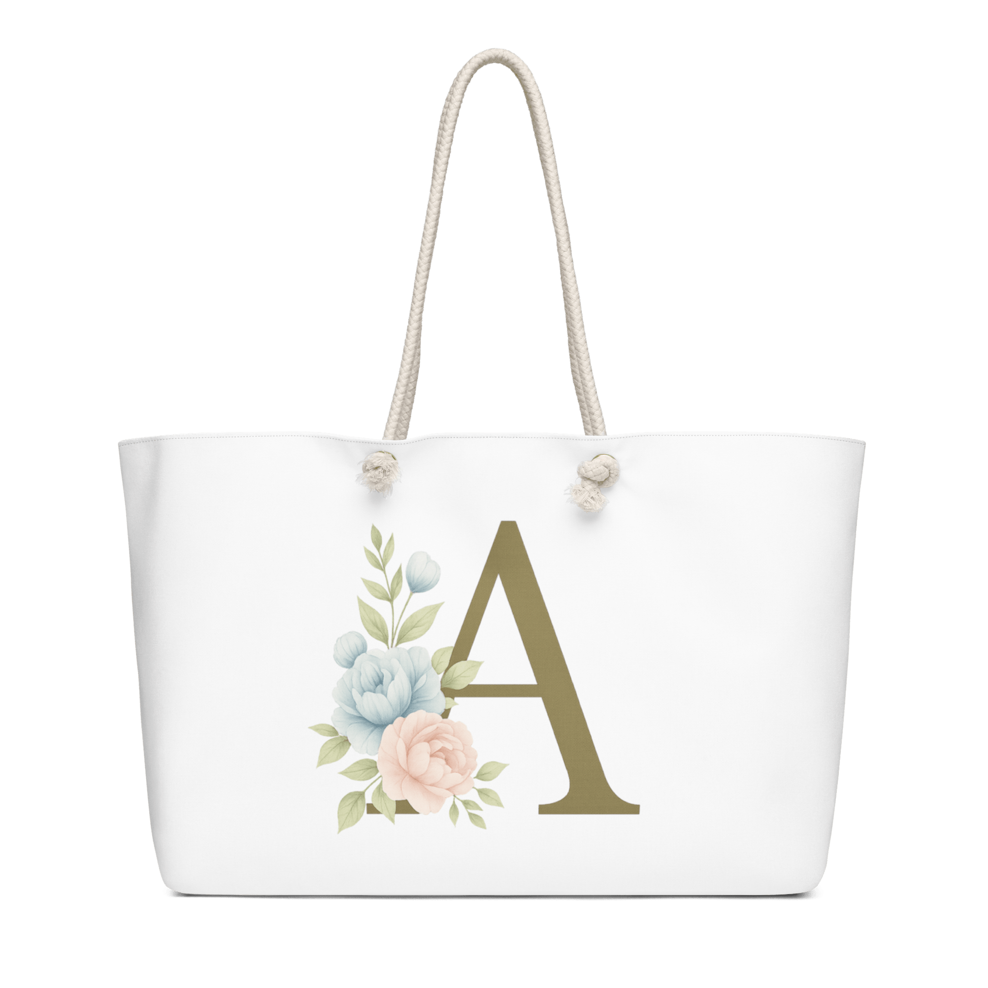 Monogram Oversized Weekender Bag – Letter A | Southern Belle & Sea™ - Southern Belle & Sea