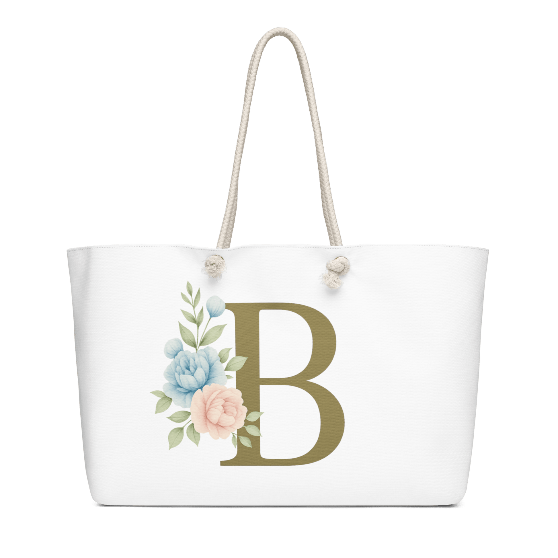 Monogram Oversized Weekender Bag –Letter B | Southern Belle & Sea™ - Southern Belle & Sea