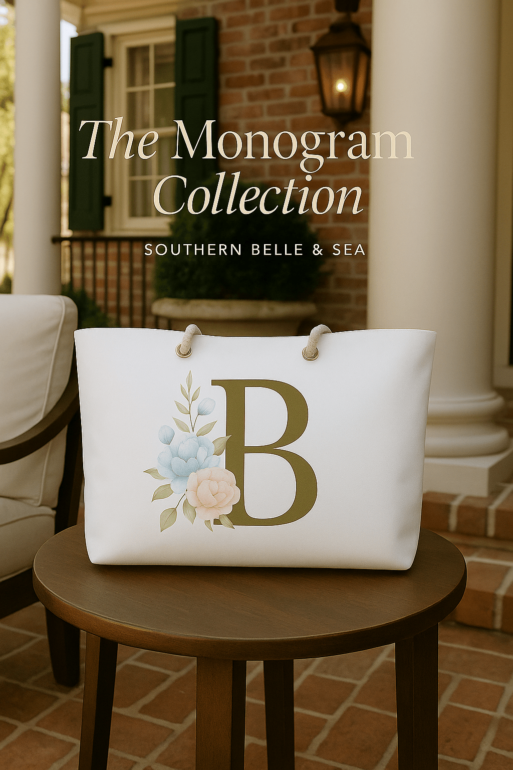 Monogram Oversized Weekender Bag –Letter B | Southern Belle & Sea™ - Southern Belle & Sea