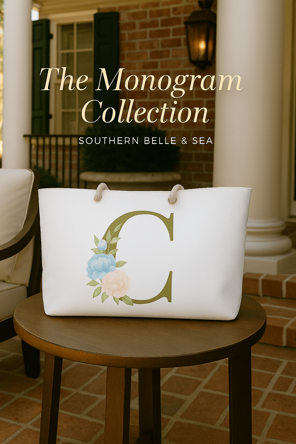 Monogram Oversized Weekender Bag –Letter C | Southern Belle & Sea™ - Southern Belle & Sea
