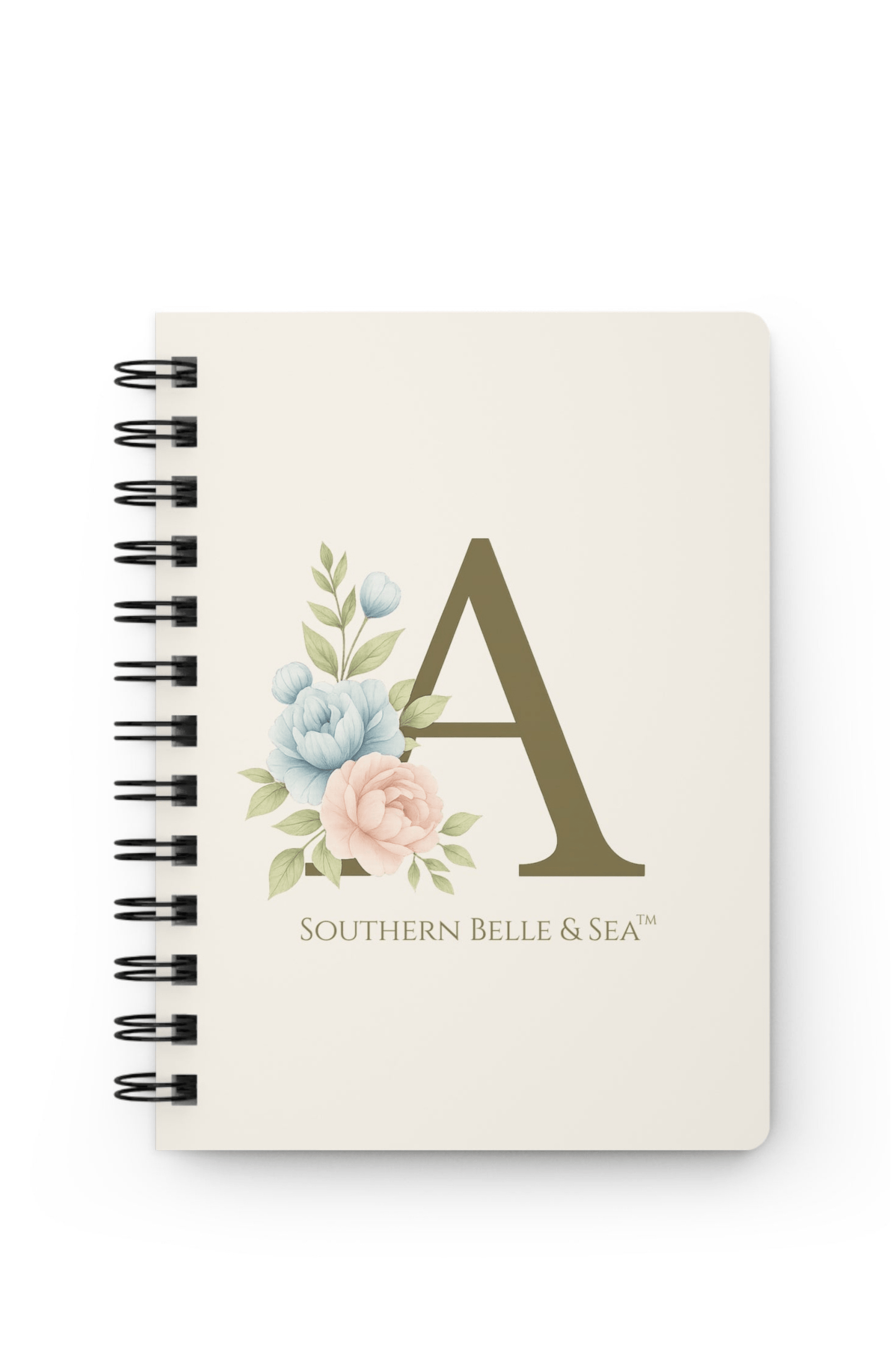 Monogram Spiral Notebook – Letter A (Personalized Inside Cover) | Southern Belle & Sea™ - Southern Belle & Sea