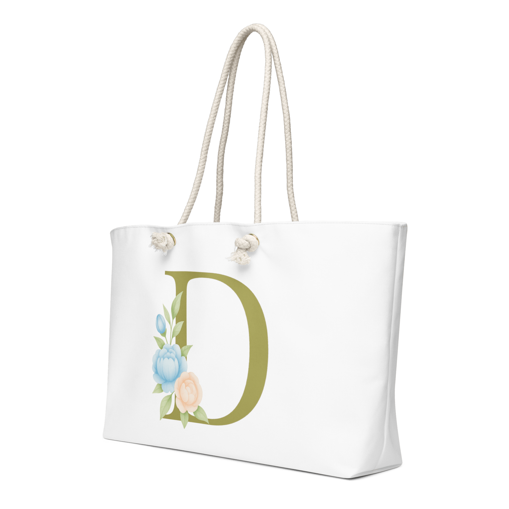 Oversized Weekender Bag | Southern Belle & Sea™ – Floral Monogram D - Southern Belle & Sea