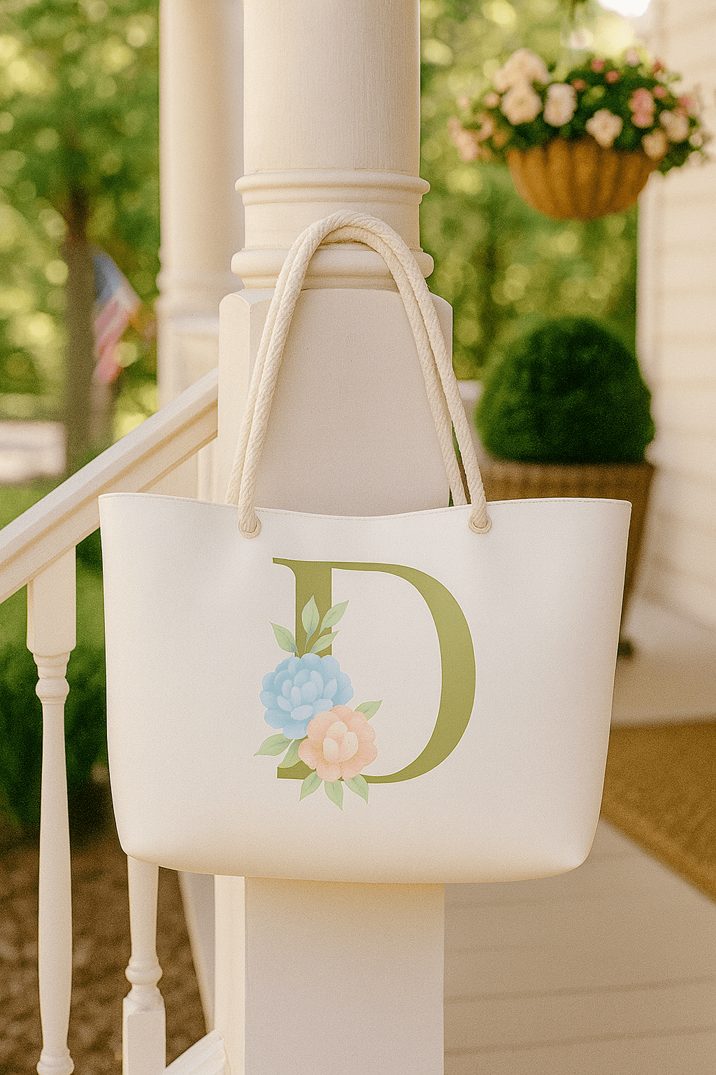 Oversized Weekender Bag | Southern Belle & Sea™ – Floral Monogram D - Southern Belle & Sea