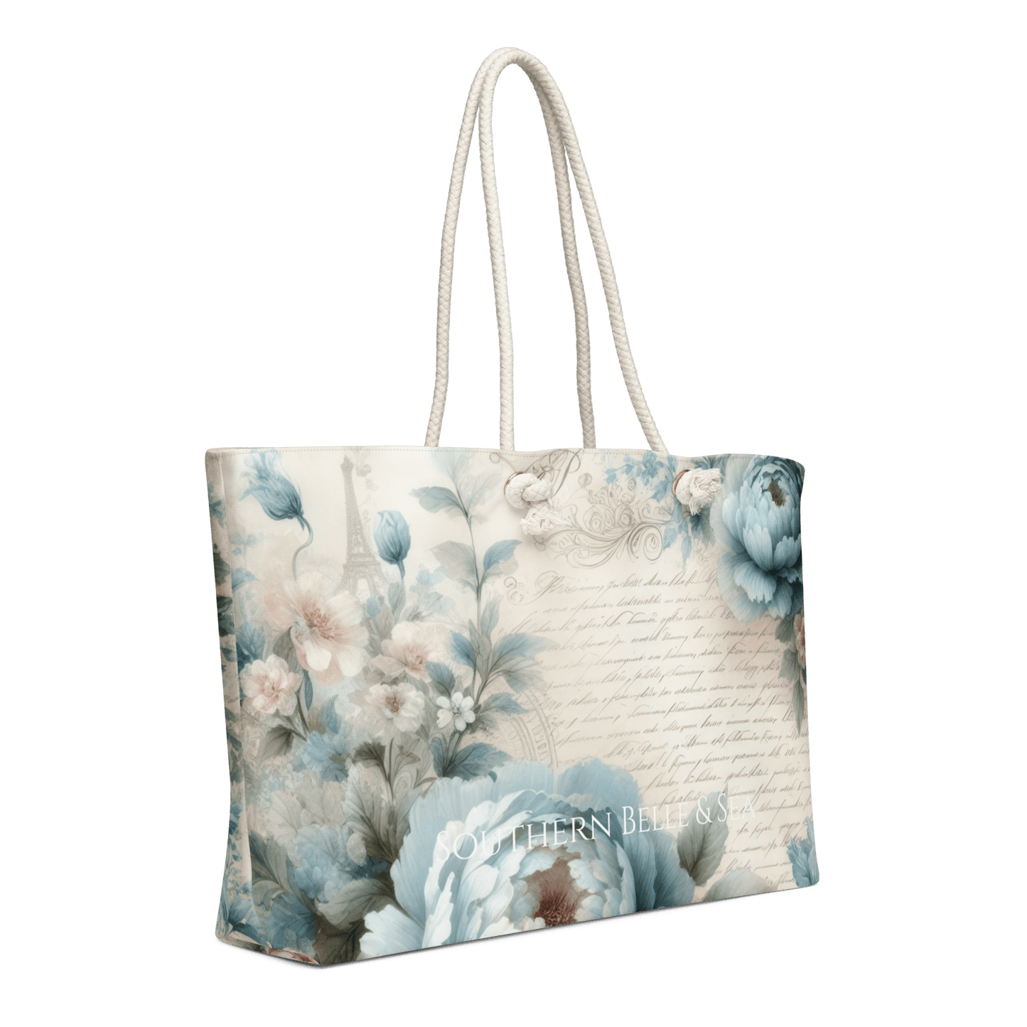 Parisian Petals Oversized Weekender Bag –Letter B | Southern Belle & Sea™ - Southern Belle & Sea