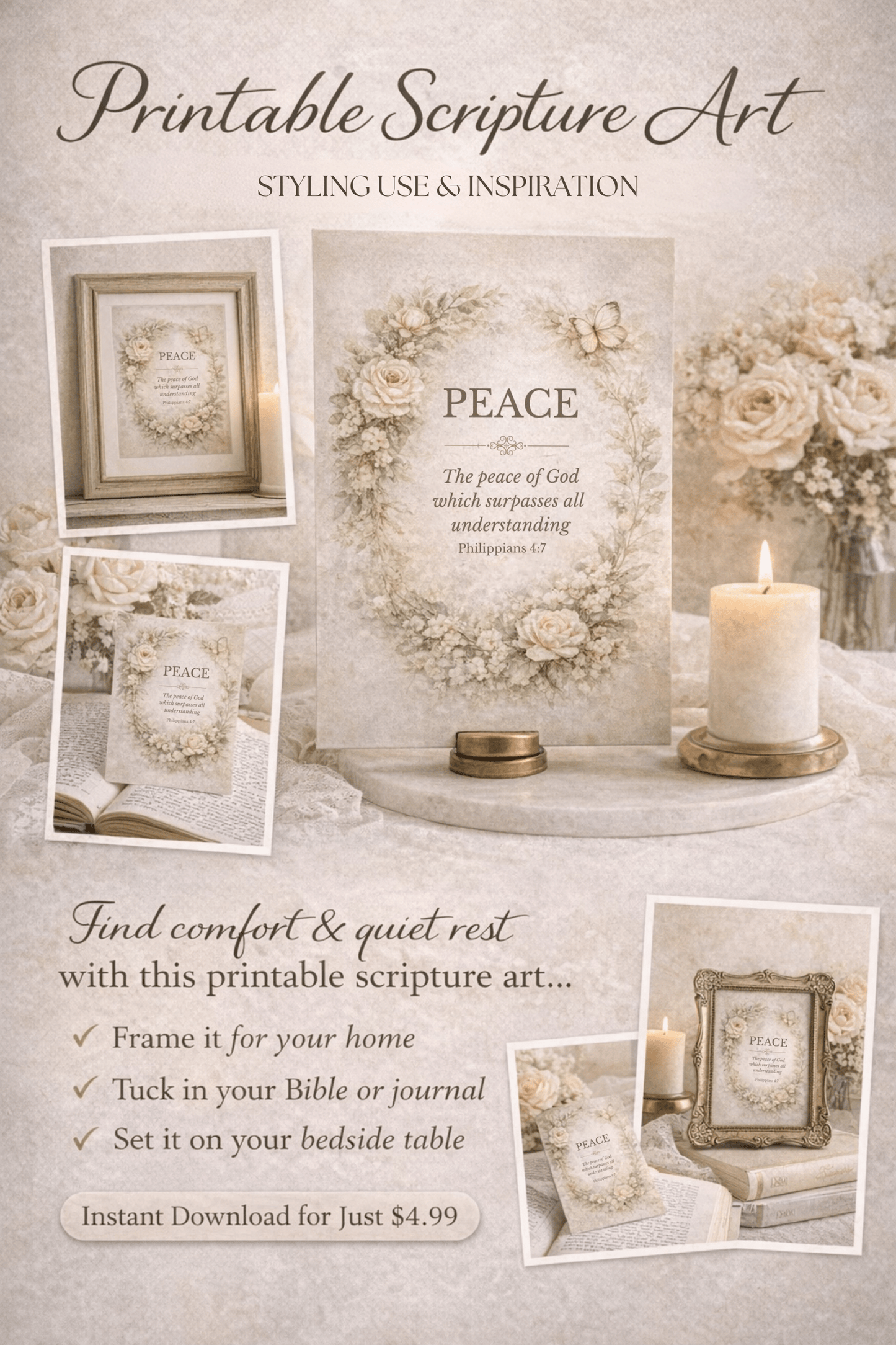 Peace — Philippians 4:7 Christian Printable Wall Art | Southern Belle & Sea™ - Southern Belle & Sea