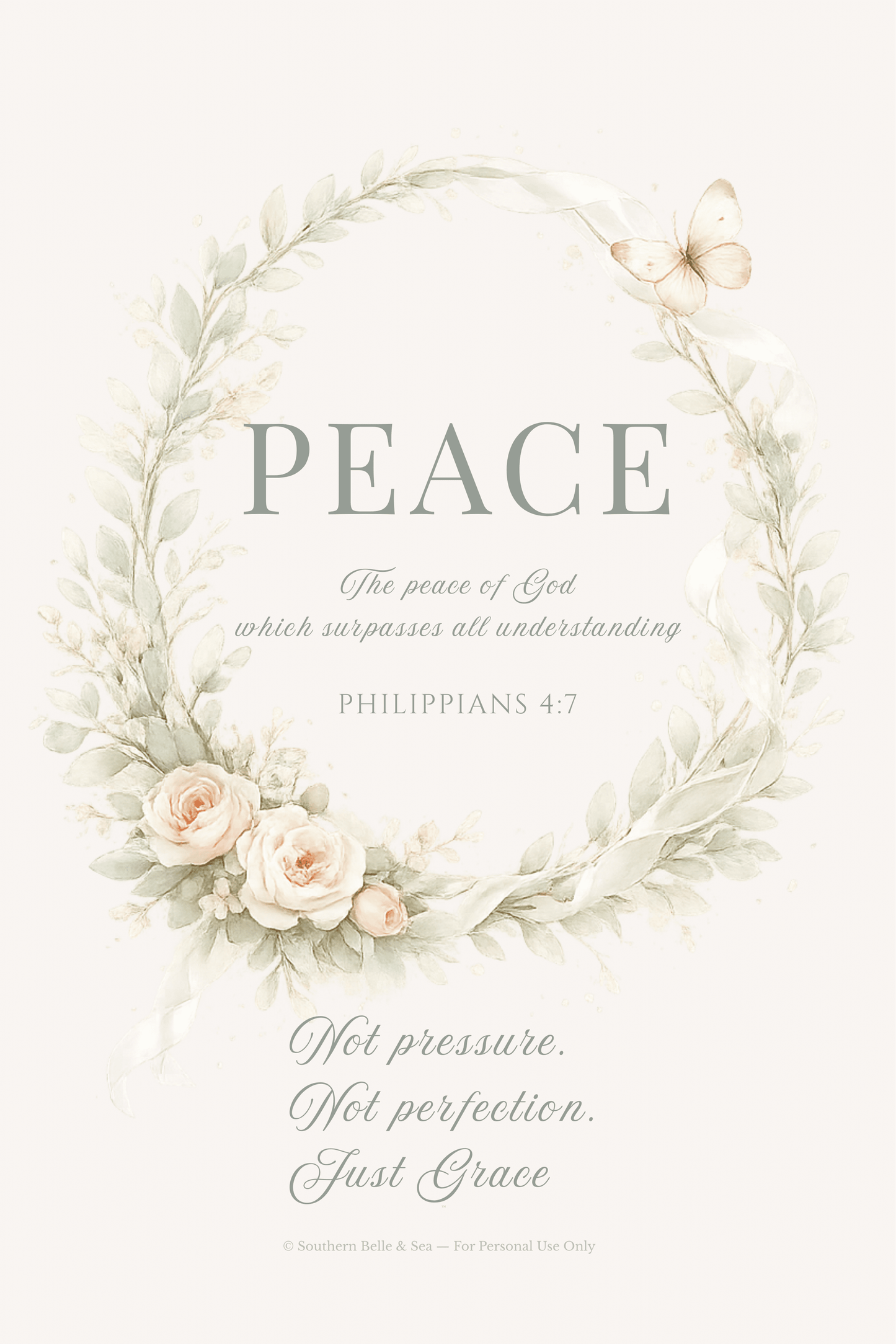 Peace Printable Wall Art — Philippians 4:7 | Southern Belle & Sea™ - Southern Belle & Sea