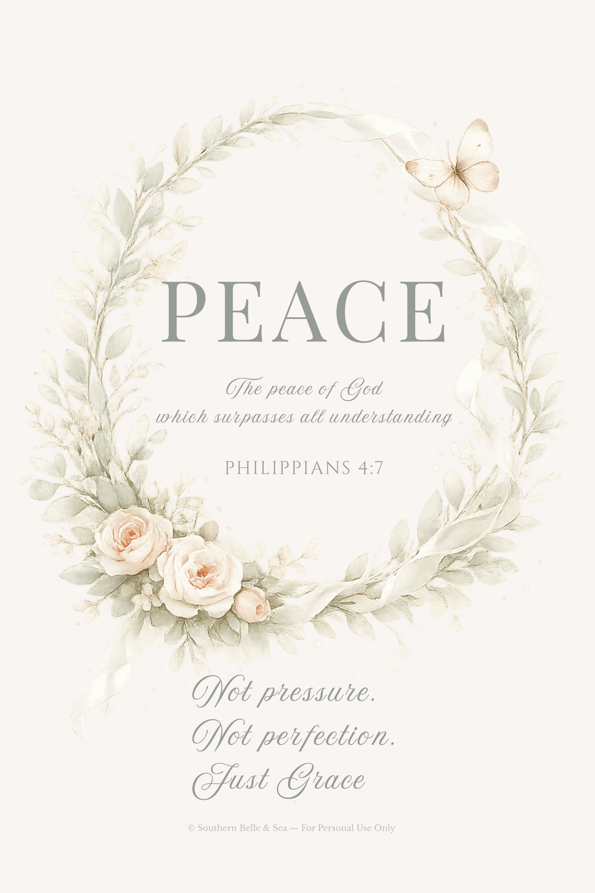 Peace Printable Wall Art — Philippians 4:7 | Southern Belle & Sea™ - Southern Belle & Sea
