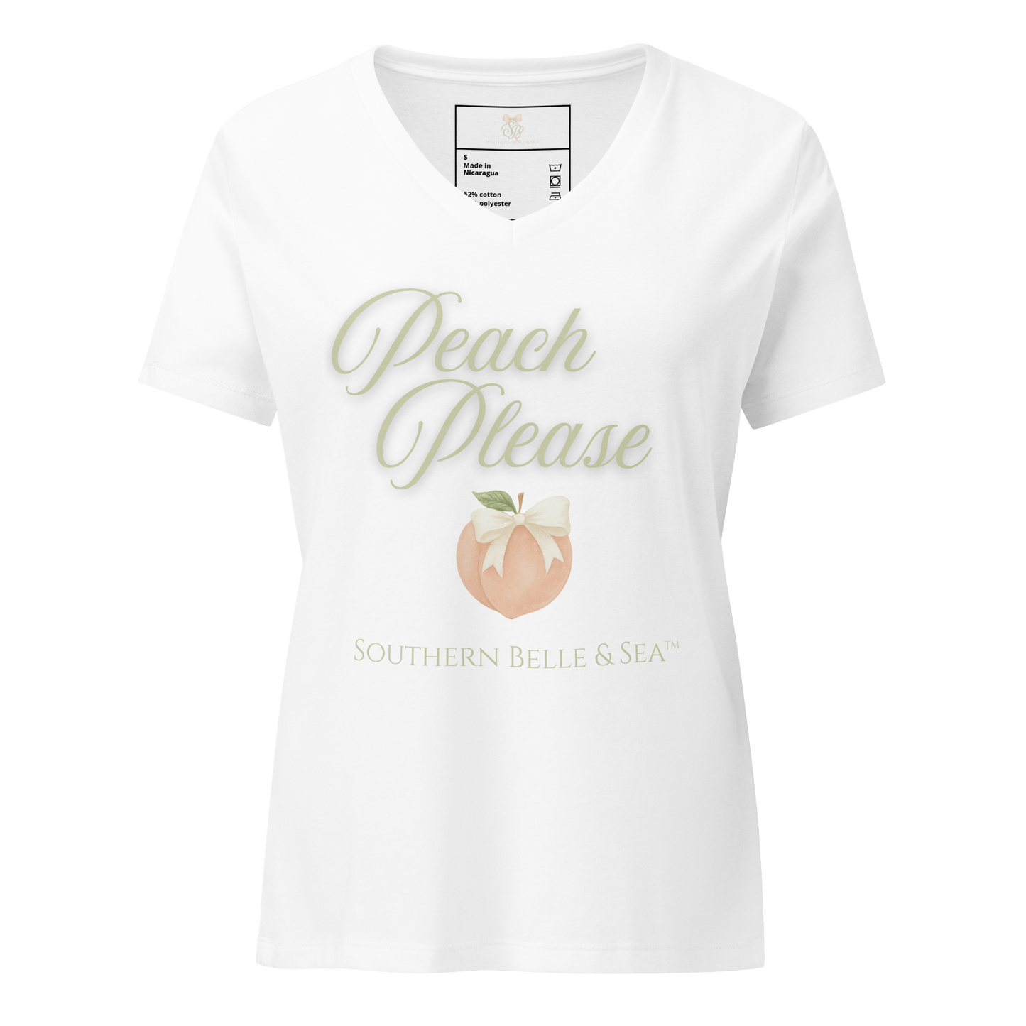 Peach Please V - Neck Tee — Georgia Belle Peach Collection | Southern Belle & Sea™ - Southern Belle & Sea