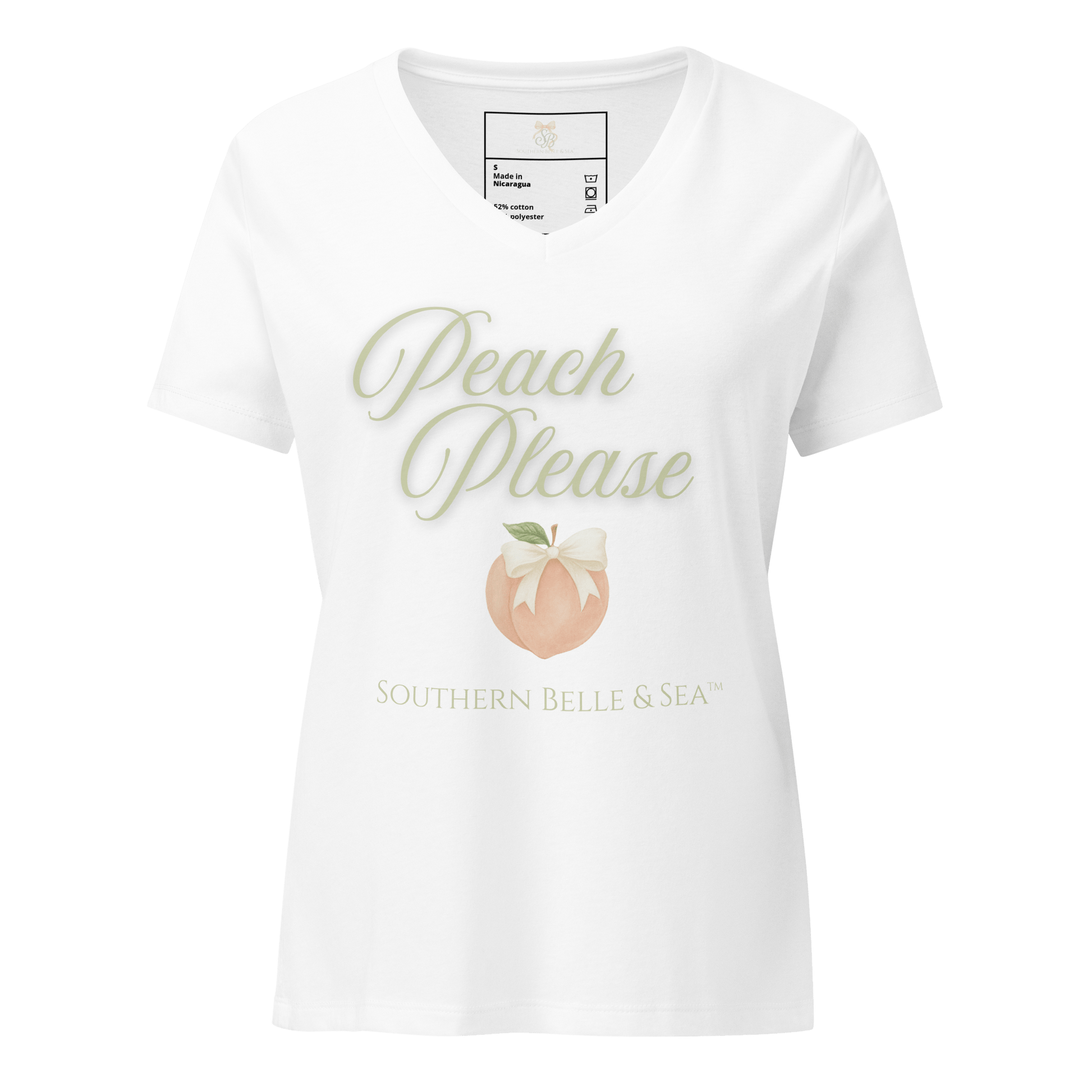 Peach Please V - Neck Tee — Georgia Belle Peach Collection | Southern Belle & Sea™ - Southern Belle & Sea