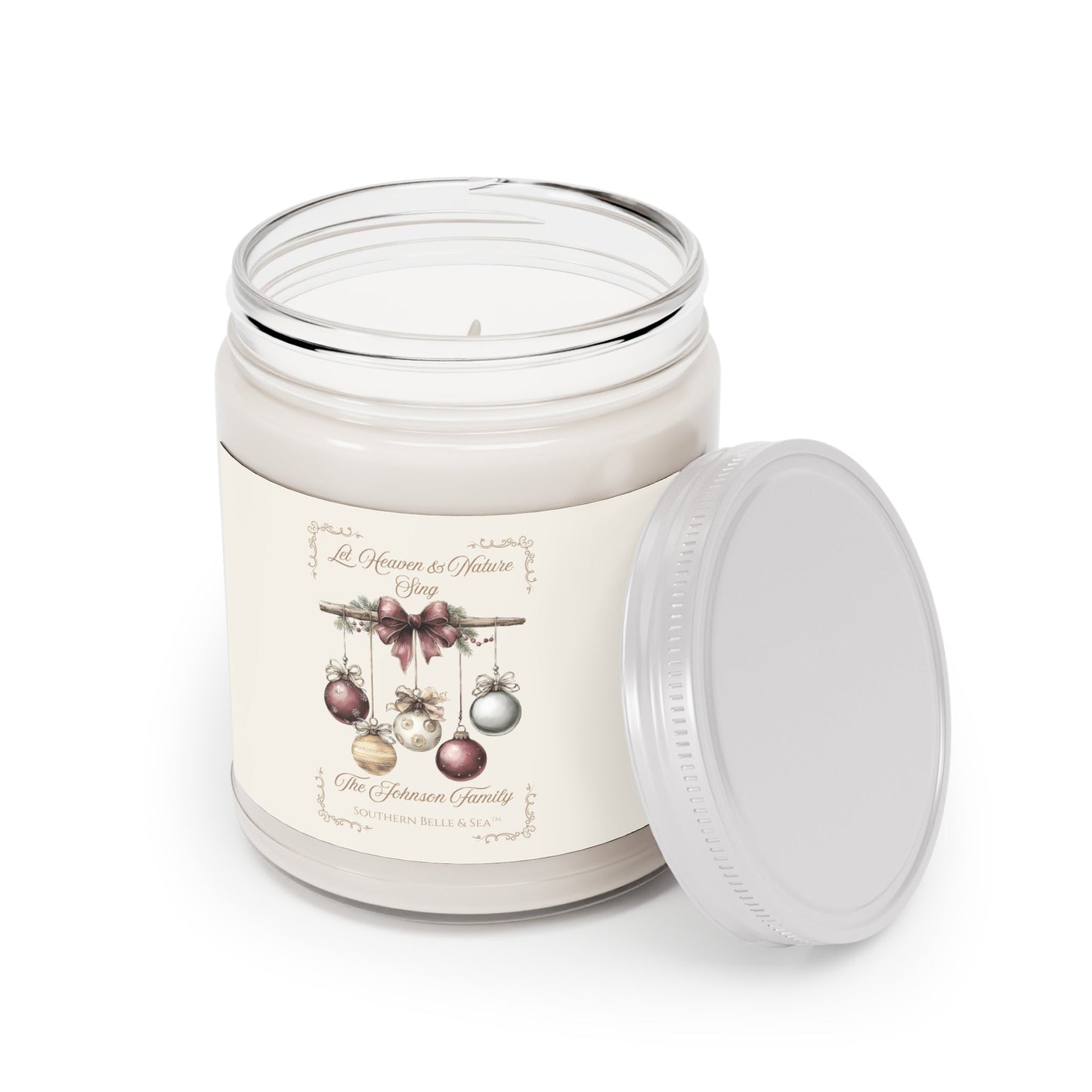 Personalized Christmas Candle — Let Heaven & Nature Sing Collection | Southern Belle & Sea™ - Southern Belle & Sea