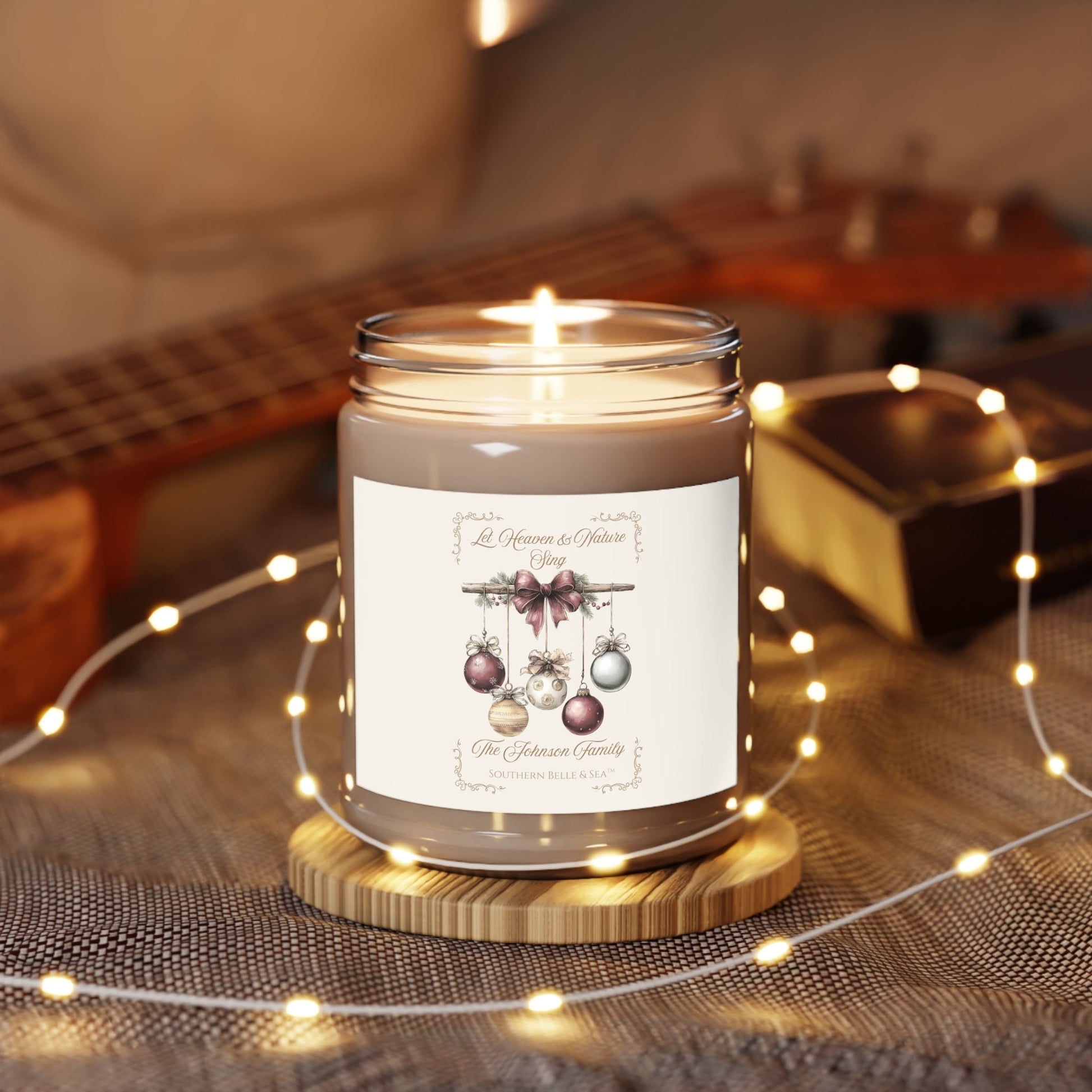 Personalized Christmas Candle — Let Heaven & Nature Sing Collection | Southern Belle & Sea™ - Southern Belle & Sea