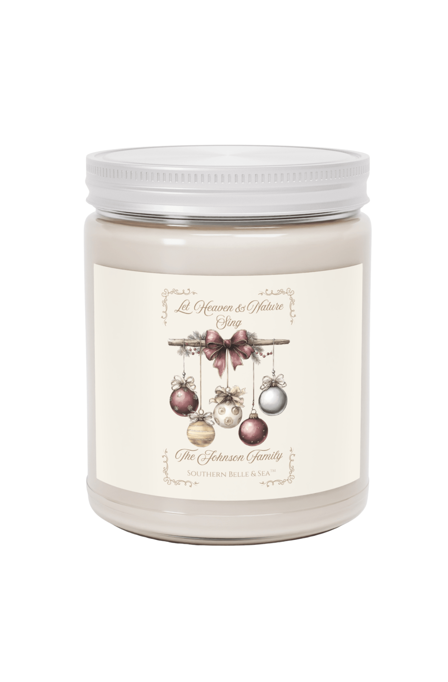 Personalized Christmas Candle — Let Heaven & Nature Sing Collection | Southern Belle & Sea™ - Southern Belle & Sea