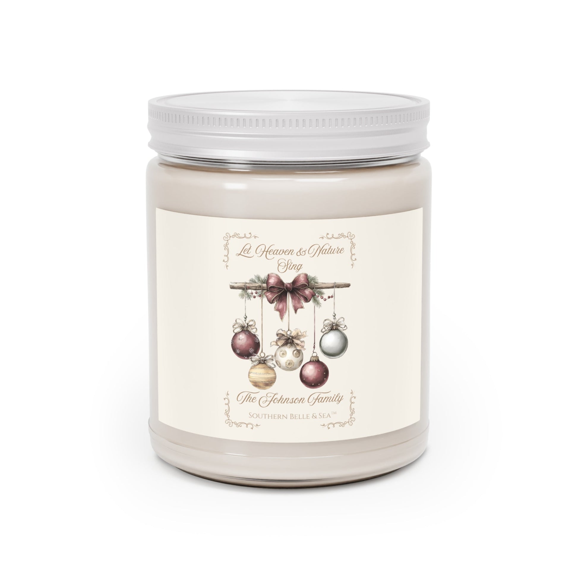 Personalized Christmas Candle — Let Heaven & Nature Sing Collection | Southern Belle & Sea™ - Southern Belle & Sea
