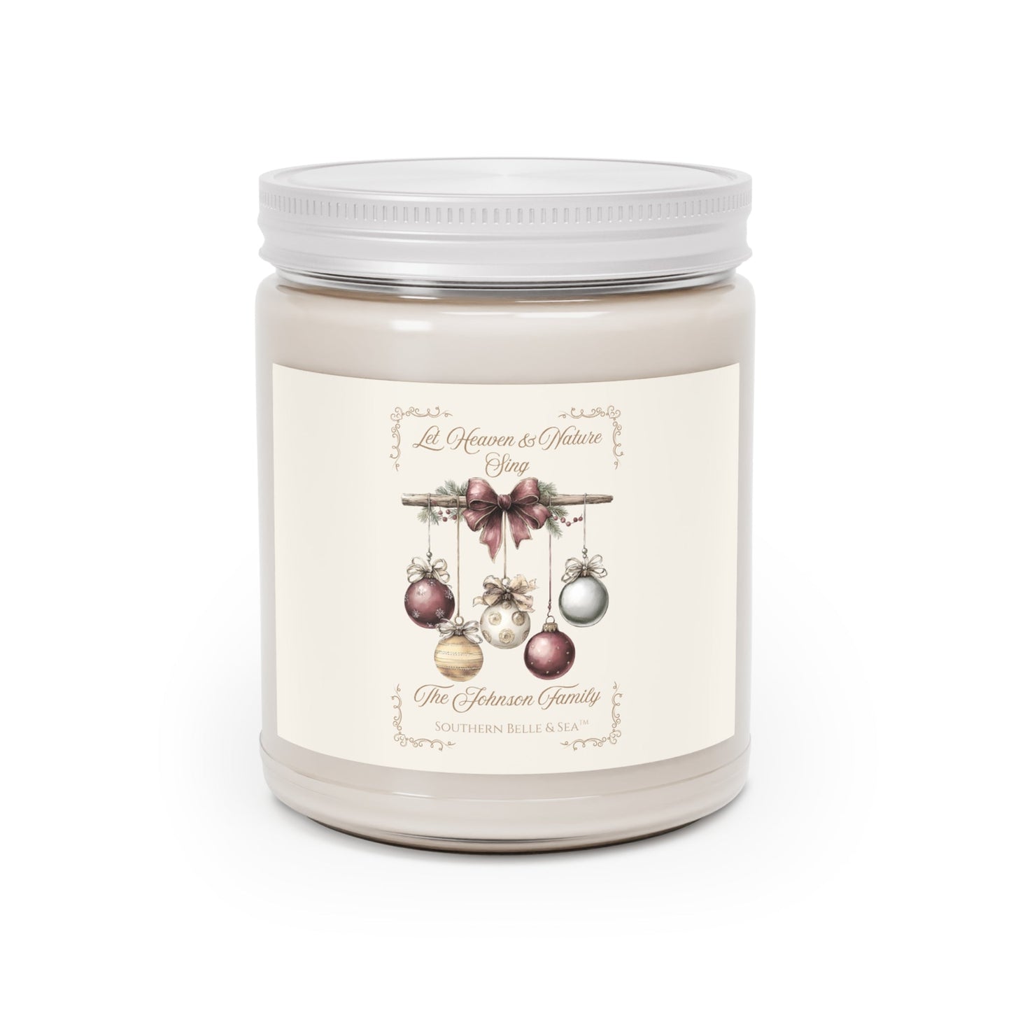 Personalized Christmas Candle — Let Heaven & Nature Sing Collection | Southern Belle & Sea™ - Southern Belle & Sea