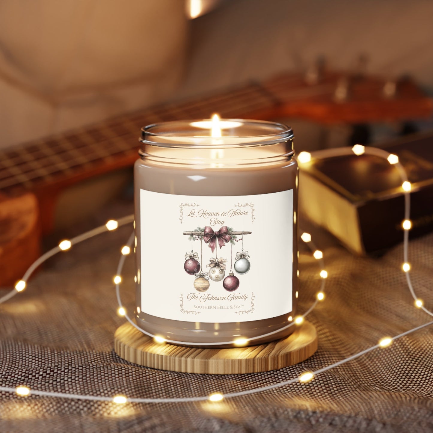 Personalized Christmas Candle — Let Heaven & Nature Sing Collection | Southern Belle & Sea™ - Southern Belle & Sea