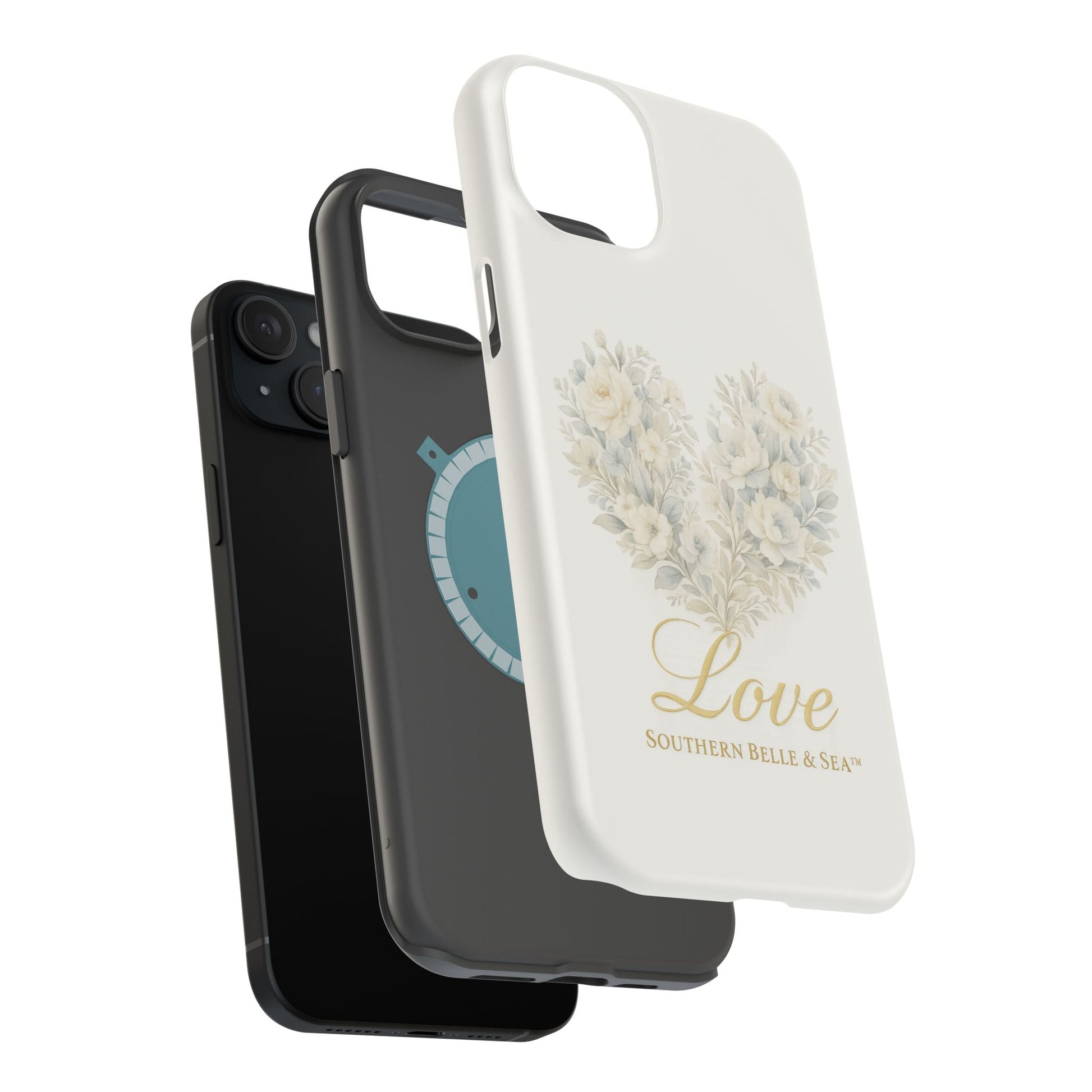 Phone Case — Floral Heart 'Love' Magnetic Impact - Resistant Case - Southern Belle & Sea