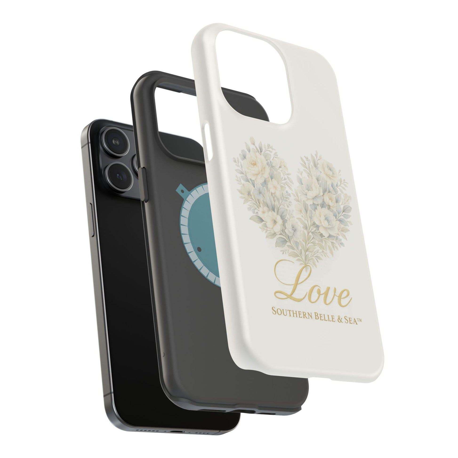 Phone Case — Floral Heart 'Love' Magnetic Impact - Resistant Case - Southern Belle & Sea