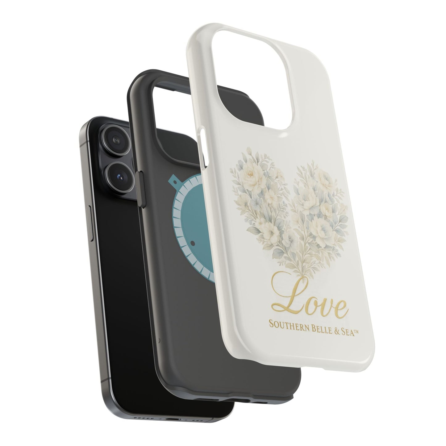 Phone Case — Floral Heart 'Love' Magnetic Impact - Resistant Case - Southern Belle & Sea