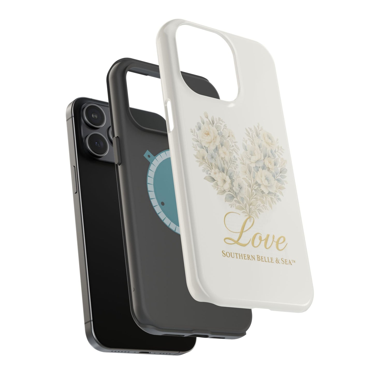 Phone Case — Floral Heart 'Love' Magnetic Impact - Resistant Case - Southern Belle & Sea