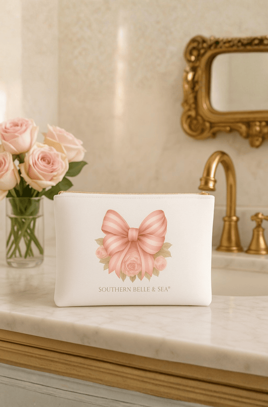 Pink Bow — Cosmetic Bag | Southern Belle & Sea™ - Southern Belle & Sea