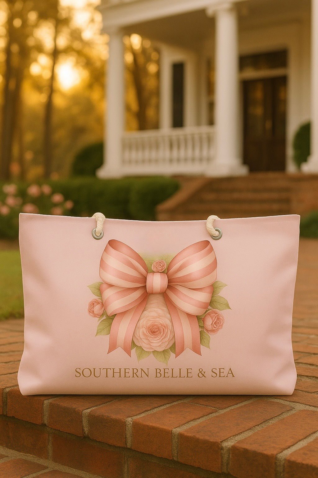 Pink Bow floral Weekender Tote | Southern Belle & Sea™ - Southern Belle & Sea